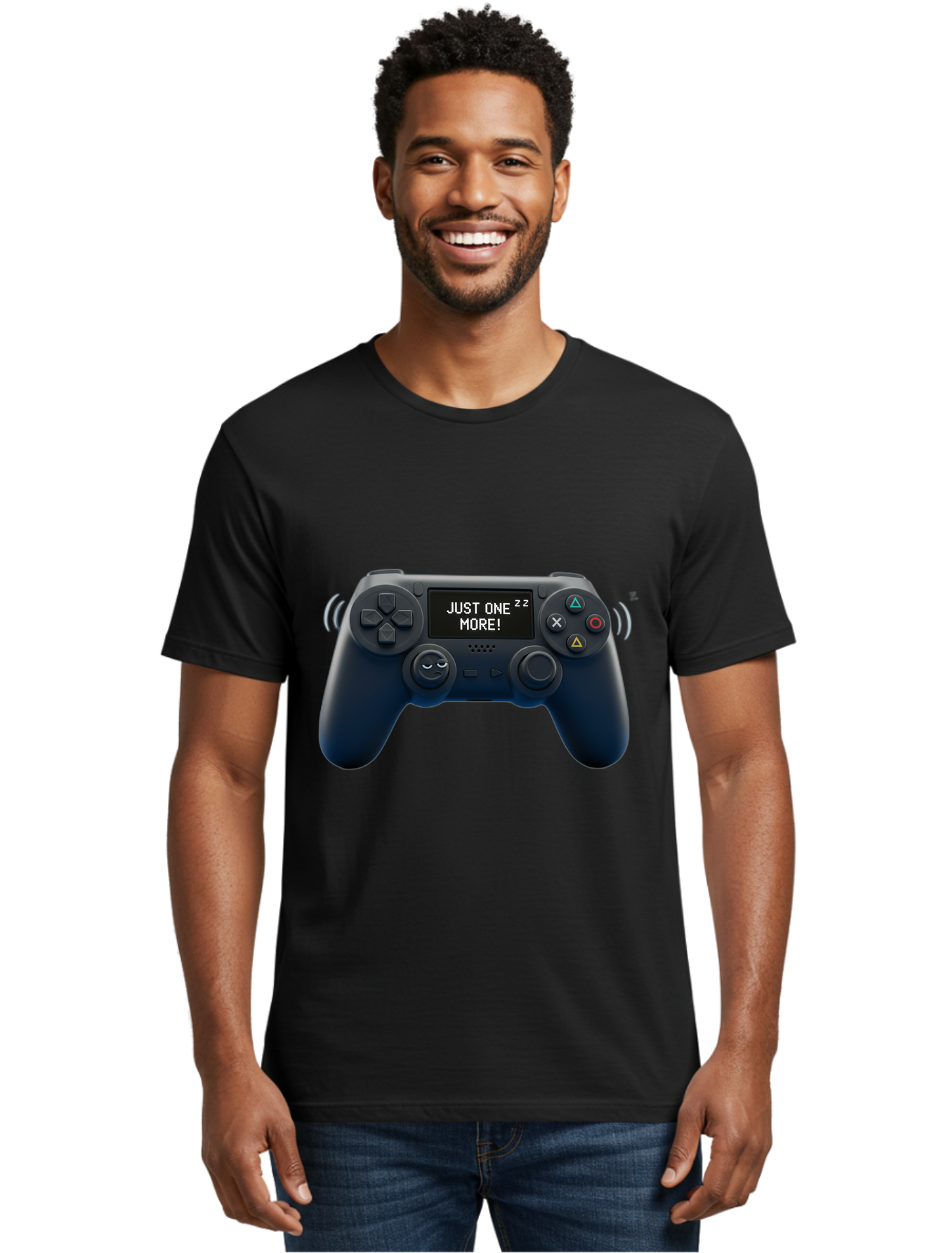 Ps4-Controller Men'S Graphic Tee, 100% Cotton, Comfortable Casual Summer Wear, Machine Washable, Game Controller, Gaming, Video Games, Ps4 Controller, Joystick, Gamepad, Gaming Addiction, Gaming Habit, Just One More, Sleep Deprivation, Bac343 30
