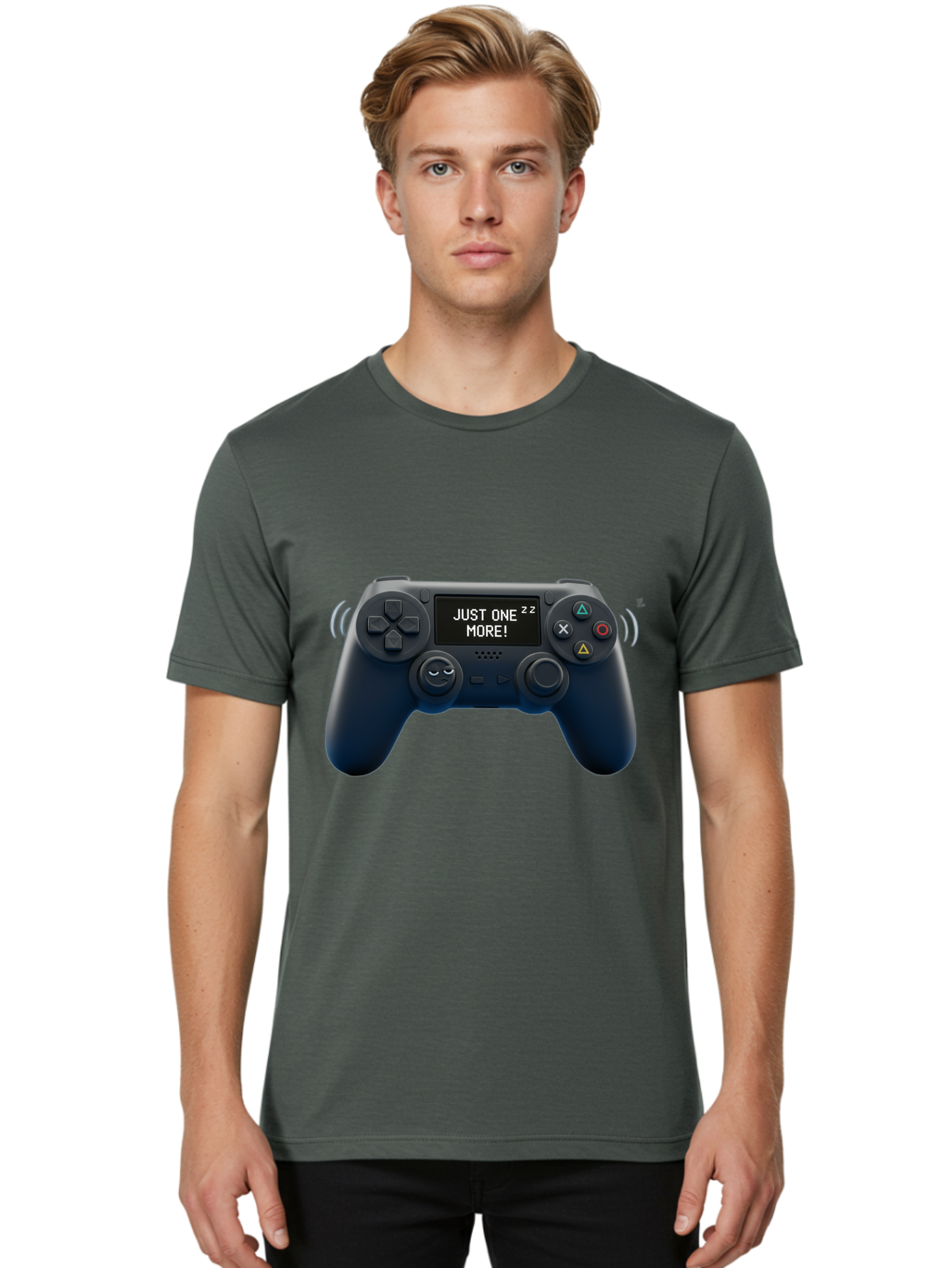 Ps4-Controller Men'S Graphic Tee, 100% Cotton, Comfortable Casual Summer Wear, Machine Washable, Game Controller, Gaming, Video Games, Ps4 Controller, Joystick, Gamepad, Gaming Addiction, Gaming Habit, Just One More, Sleep Deprivation, Bac343 19