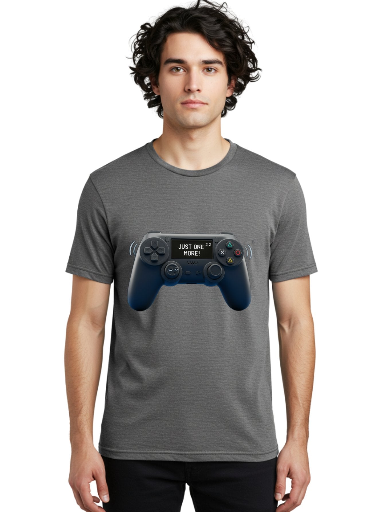 Ps4-Controller Men'S Graphic Tee, 100% Cotton, Comfortable Casual Summer Wear, Machine Washable, Game Controller, Gaming, Video Games, Ps4 Controller, Joystick, Gamepad, Gaming Addiction, Gaming Habit, Just One More, Sleep Deprivation, Bac343 23