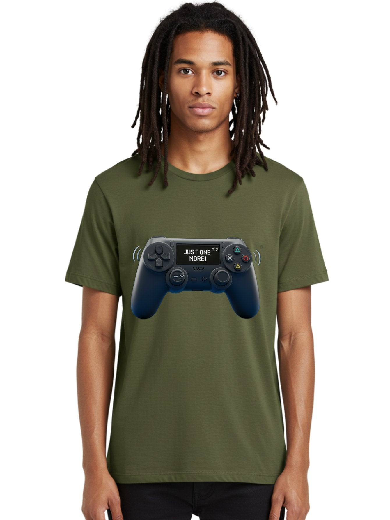 Ps4-Controller Men'S Graphic Tee, 100% Cotton, Comfortable Casual Summer Wear, Machine Washable, Game Controller, Gaming, Video Games, Ps4 Controller, Joystick, Gamepad, Gaming Addiction, Gaming Habit, Just One More, Sleep Deprivation, Bac343 16