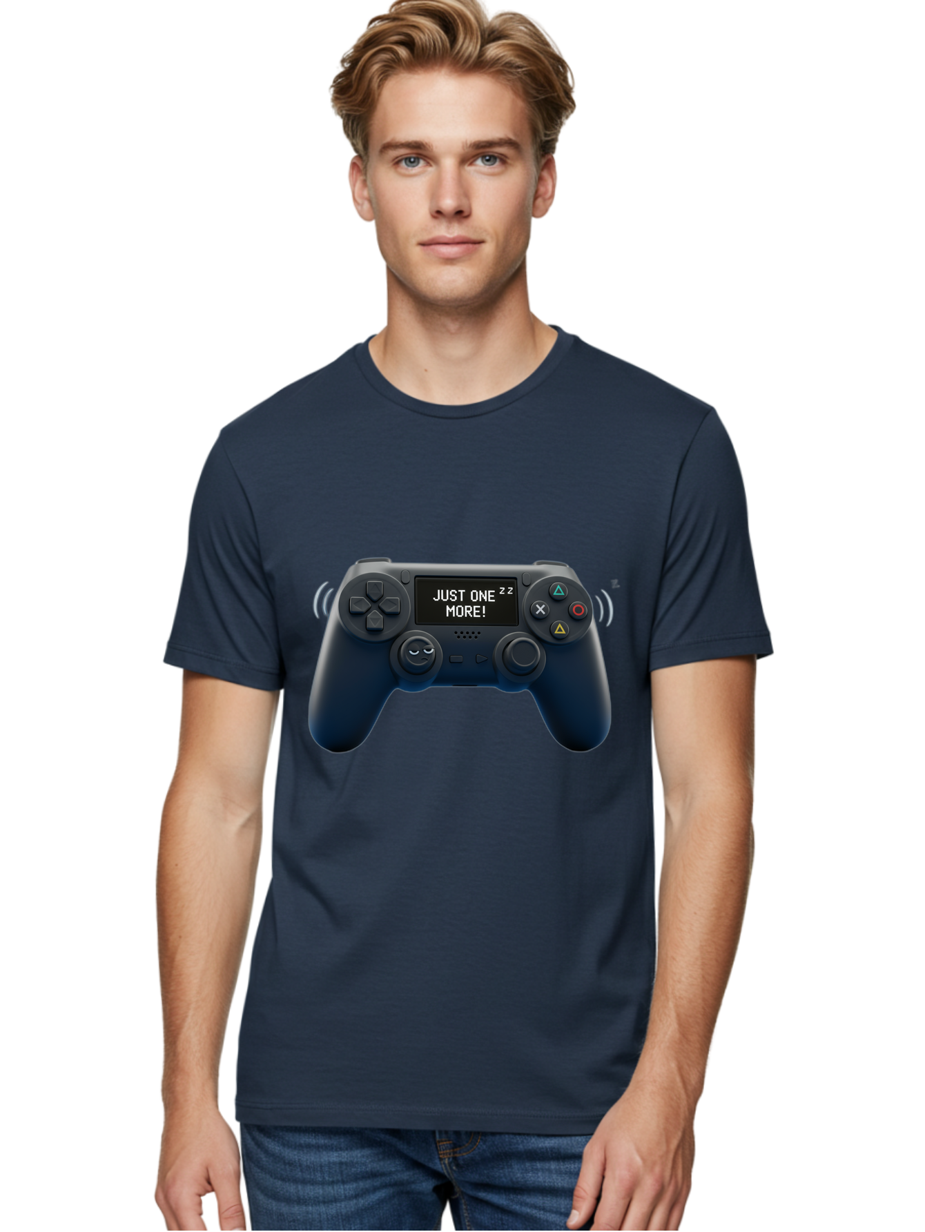 Ps4-Controller Men'S Graphic Tee, 100% Cotton, Comfortable Casual Summer Wear, Machine Washable, Game Controller, Gaming, Video Games, Ps4 Controller, Joystick, Gamepad, Gaming Addiction, Gaming Habit, Just One More, Sleep Deprivation, Bac343 20
