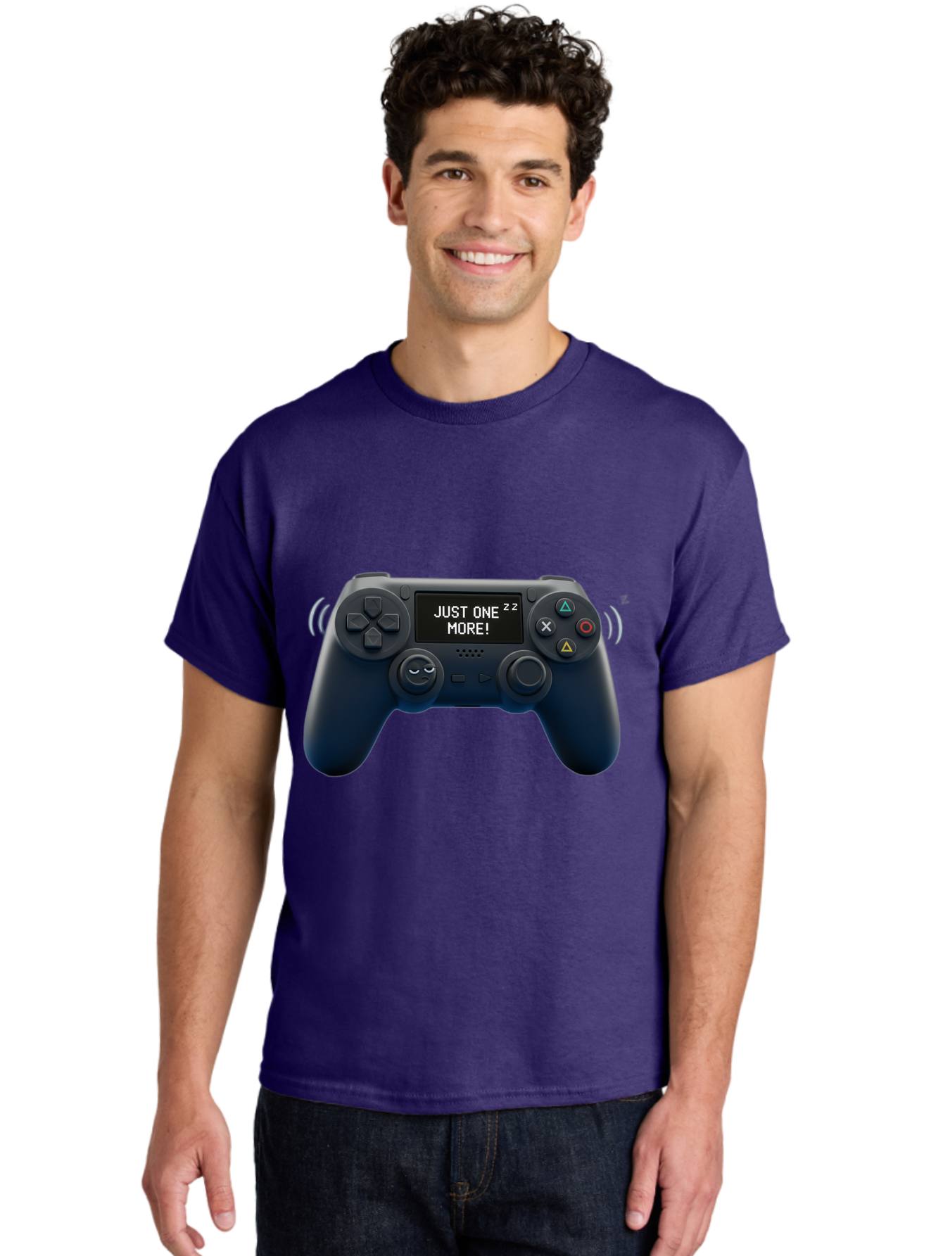 Ps4-Controller Men'S Graphic Tee, 100% Cotton, Comfortable Casual Summer Wear, Machine Washable, Game Controller, Gaming, Video Games, Ps4 Controller, Joystick, Gamepad, Gaming Addiction, Gaming Habit, Just One More, Sleep Deprivation, Bac343 22
