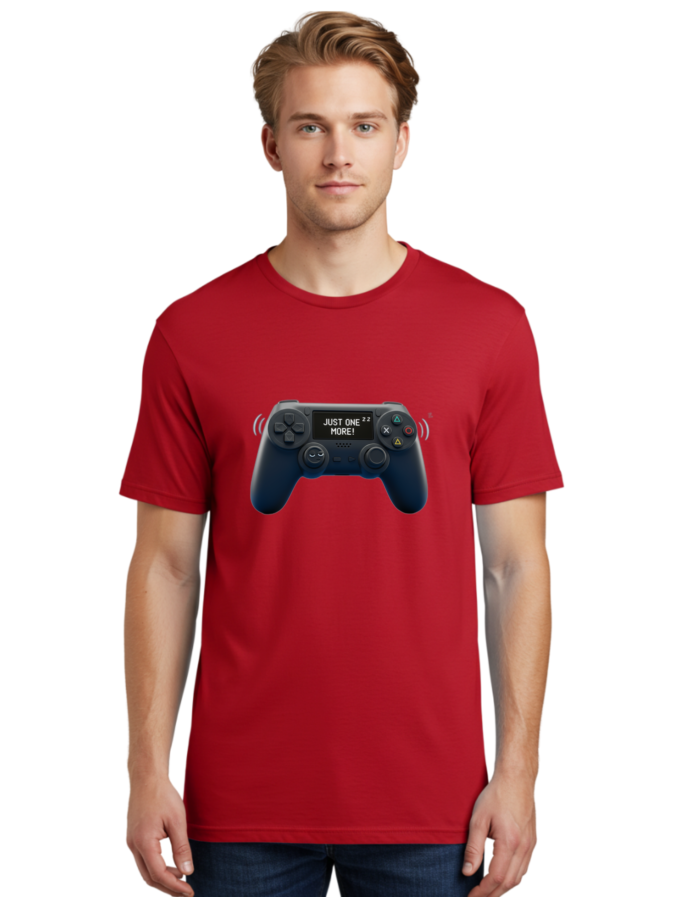 Ps4-Controller Men'S Graphic Tee, 100% Cotton, Comfortable Casual Summer Wear, Machine Washable, Game Controller, Gaming, Video Games, Ps4 Controller, Joystick, Gamepad, Gaming Addiction, Gaming Habit, Just One More, Sleep Deprivation, Bac343 25