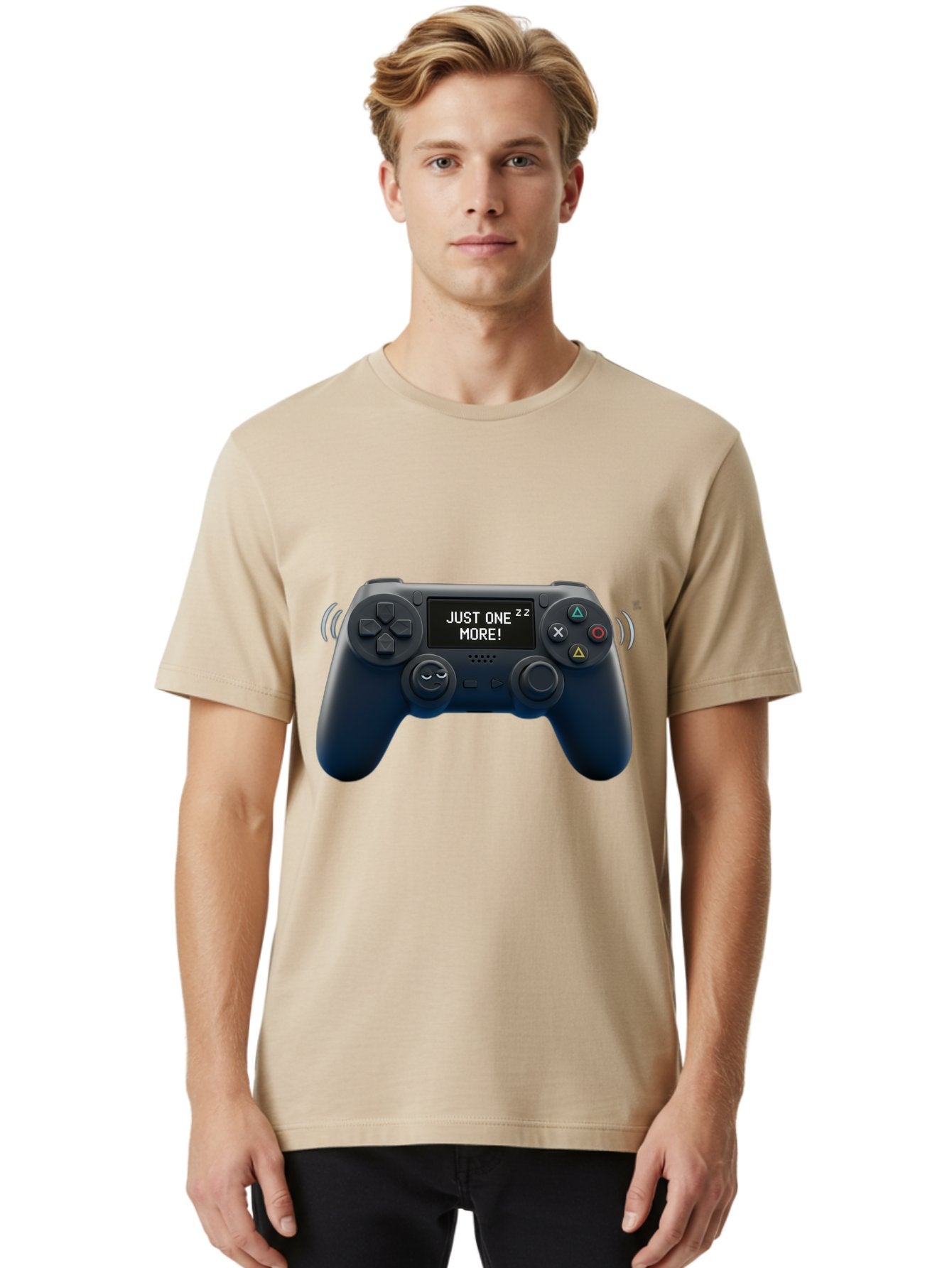 Ps4-Controller Men'S Graphic Tee, 100% Cotton, Comfortable Casual Summer Wear, Machine Washable, Game Controller, Gaming, Video Games, Ps4 Controller, Joystick, Gamepad, Gaming Addiction, Gaming Habit, Just One More, Sleep Deprivation, Bac343 18