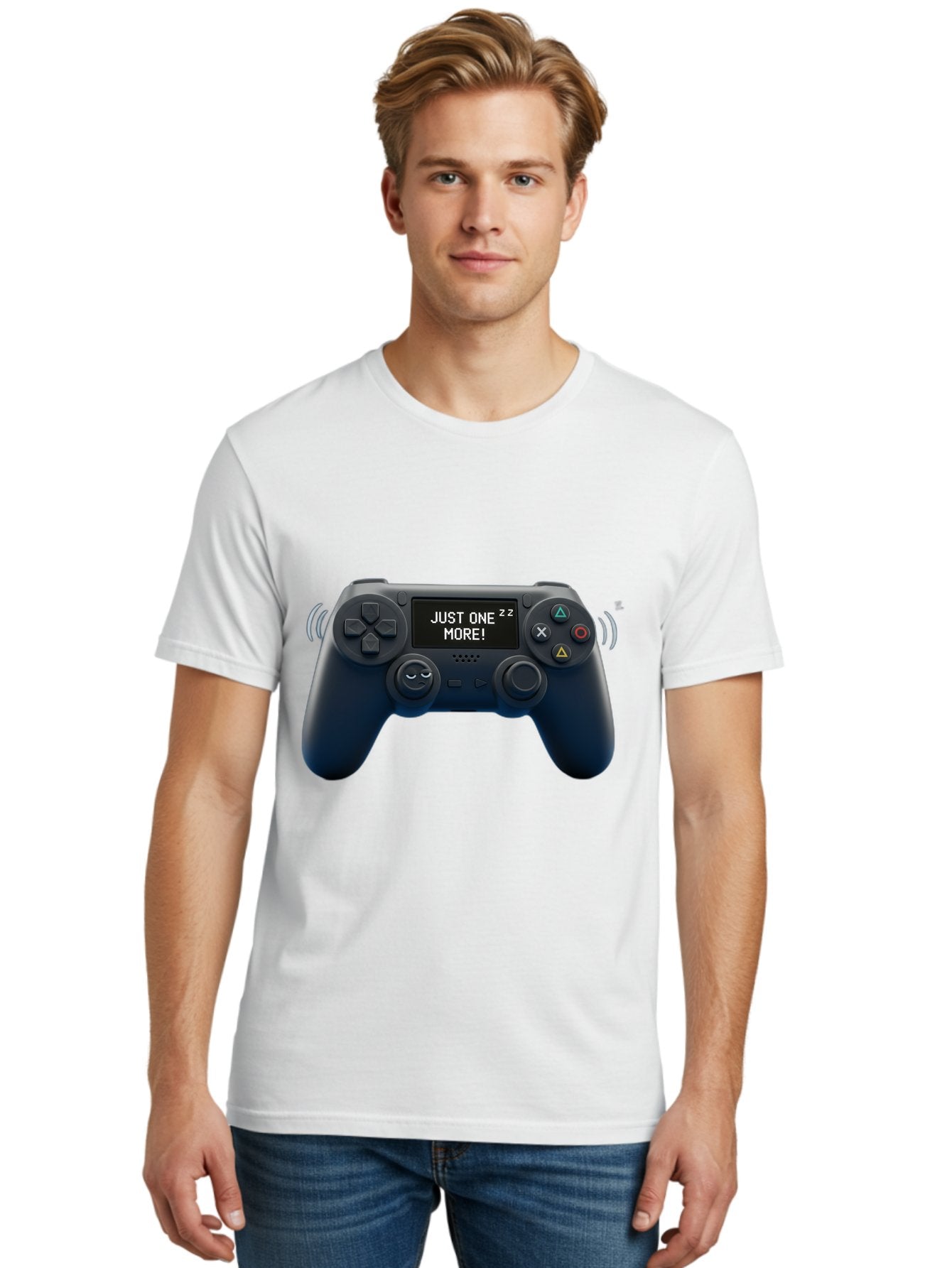 Ps4-Controller Men'S Graphic Tee, 100% Cotton, Comfortable Casual Summer Wear, Machine Washable, Game Controller, Gaming, Video Games, Ps4 Controller, Joystick, Gamepad, Gaming Addiction, Gaming Habit, Just One More, Sleep Deprivation, Bac343 17