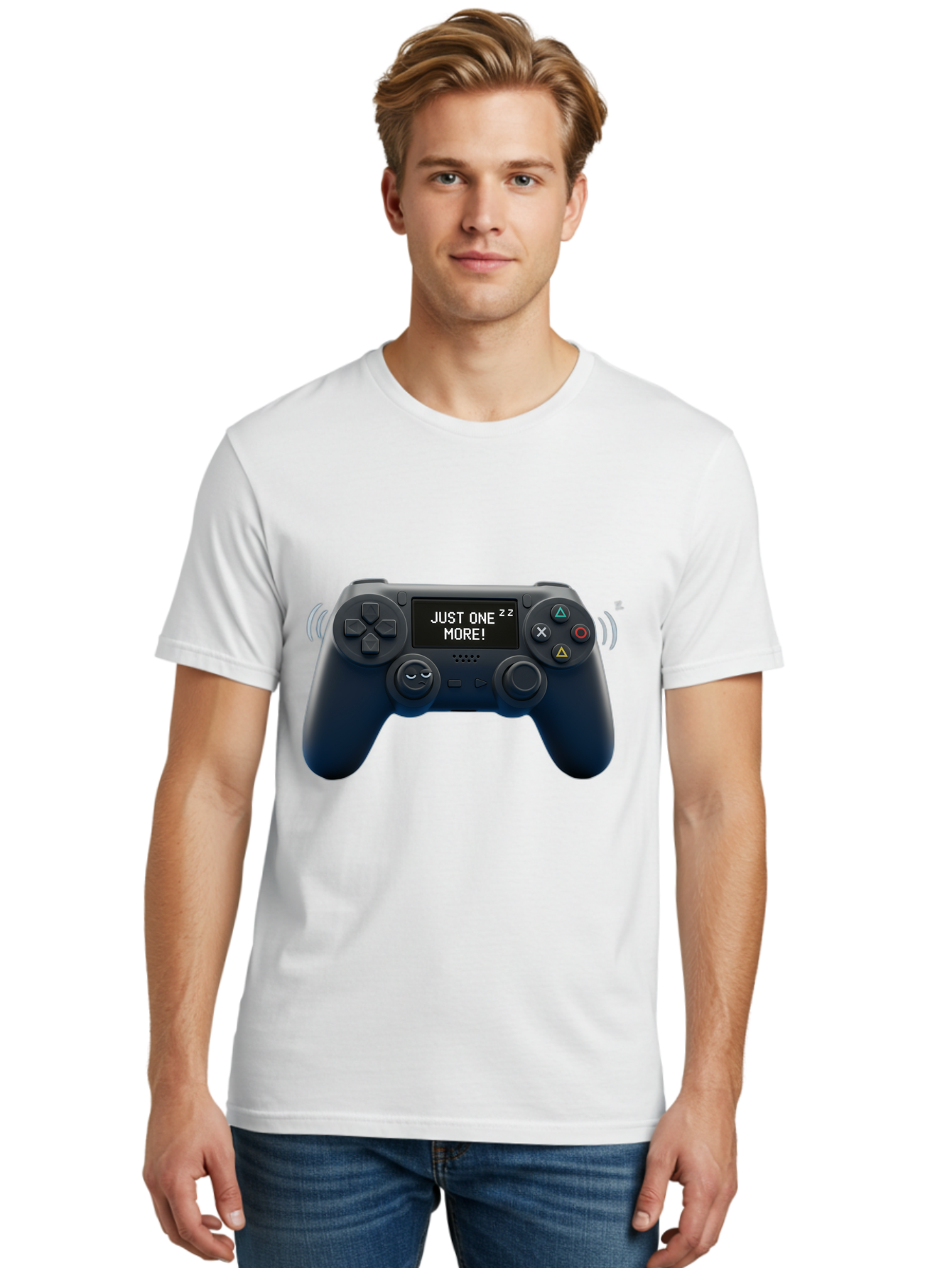 Ps4-Controller Men'S Graphic Tee, 100% Cotton, Comfortable Casual Summer Wear, Machine Washable, Game Controller, Gaming, Video Games, Ps4 Controller, Joystick, Gamepad, Gaming Addiction, Gaming Habit, Just One More, Sleep Deprivation, Bac343 29