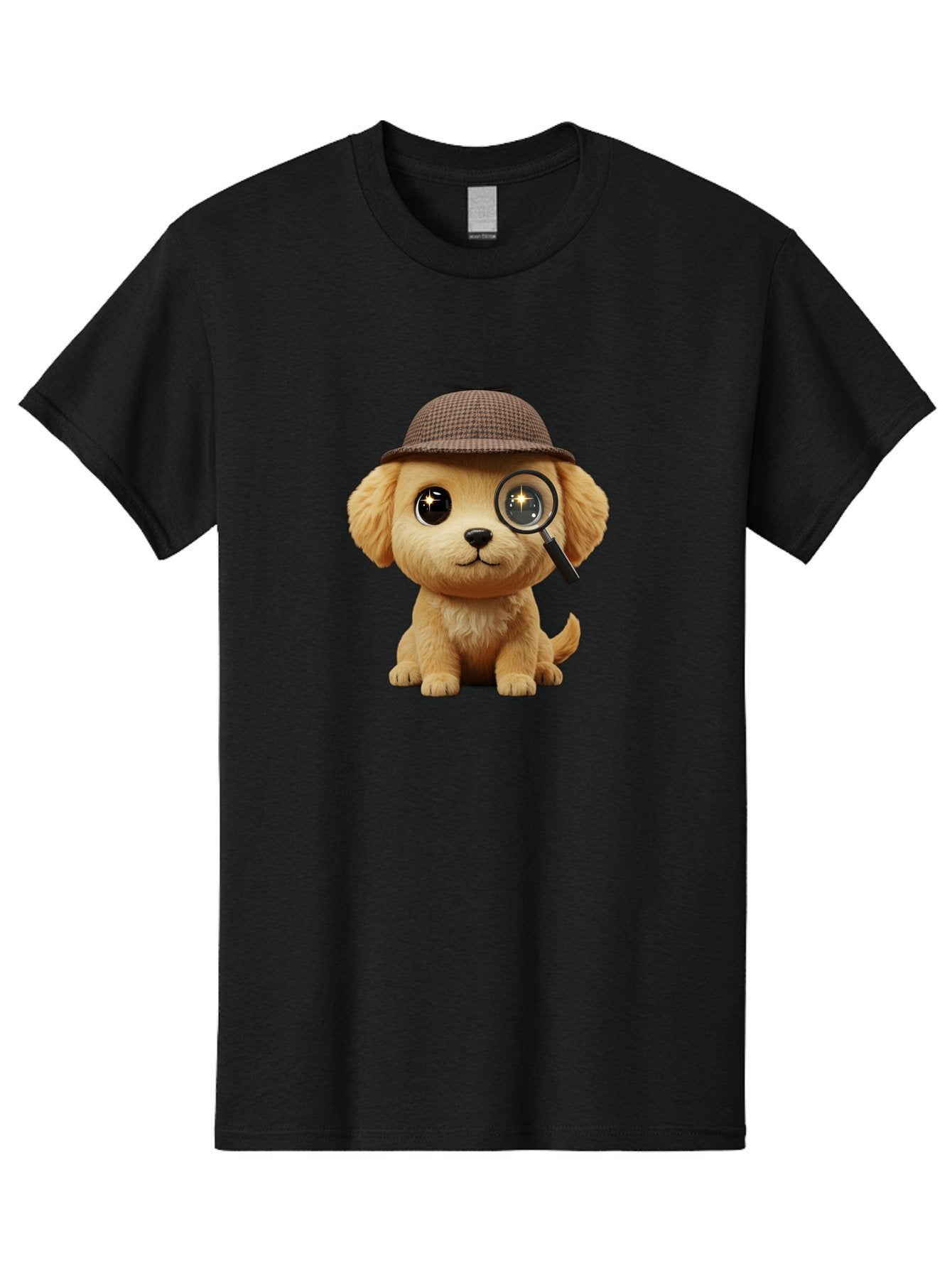 Puppy-Detective Men'S Graphic Tee, 100% Cotton, Comfortable Casual Summer Wear, Machine Washable, Puppy Wearing A Deerstalker Cap, Magnifying Glass, Detective Theme, Cute Puppy, Investigation, Mystery Solving, Dog Character, Cartoon Style Bac346 4
