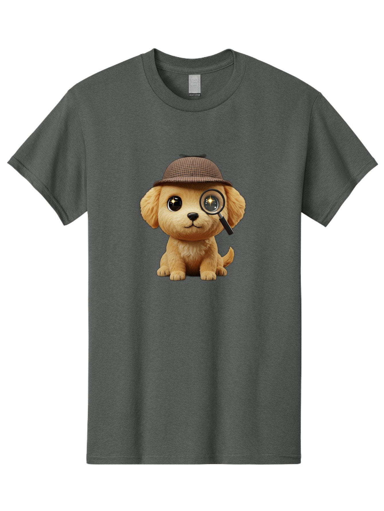 Puppy-Detective Men'S Graphic Tee, 100% Cotton, Comfortable Casual Summer Wear, Machine Washable, Puppy Wearing A Deerstalker Cap, Magnifying Glass, Detective Theme, Cute Puppy, Investigation, Mystery Solving, Dog Character, Cartoon Style Bac346 11