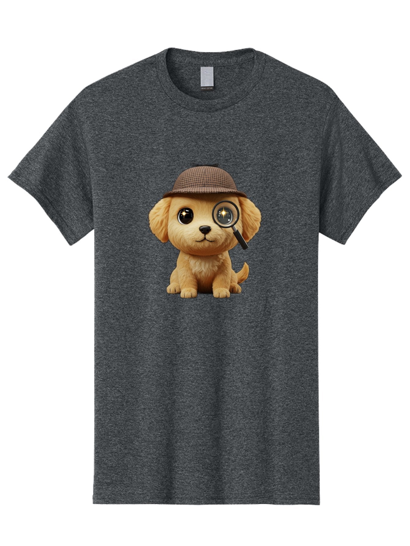 Puppy-Detective Men'S Graphic Tee, 100% Cotton, Comfortable Casual Summer Wear, Machine Washable, Puppy Wearing A Deerstalker Cap, Magnifying Glass, Detective Theme, Cute Puppy, Investigation, Mystery Solving, Dog Character, Cartoon Style Bac346 13