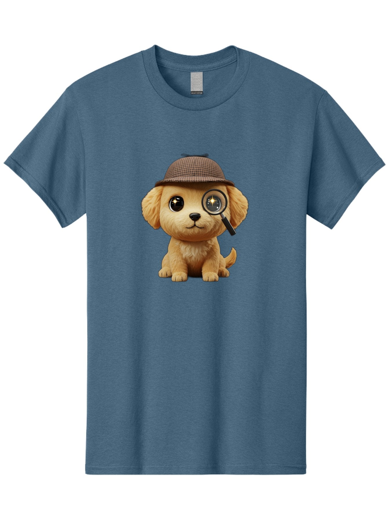Puppy-Detective Men'S Graphic Tee, 100% Cotton, Comfortable Casual Summer Wear, Machine Washable, Puppy Wearing A Deerstalker Cap, Magnifying Glass, Detective Theme, Cute Puppy, Investigation, Mystery Solving, Dog Character, Cartoon Style Bac346 8