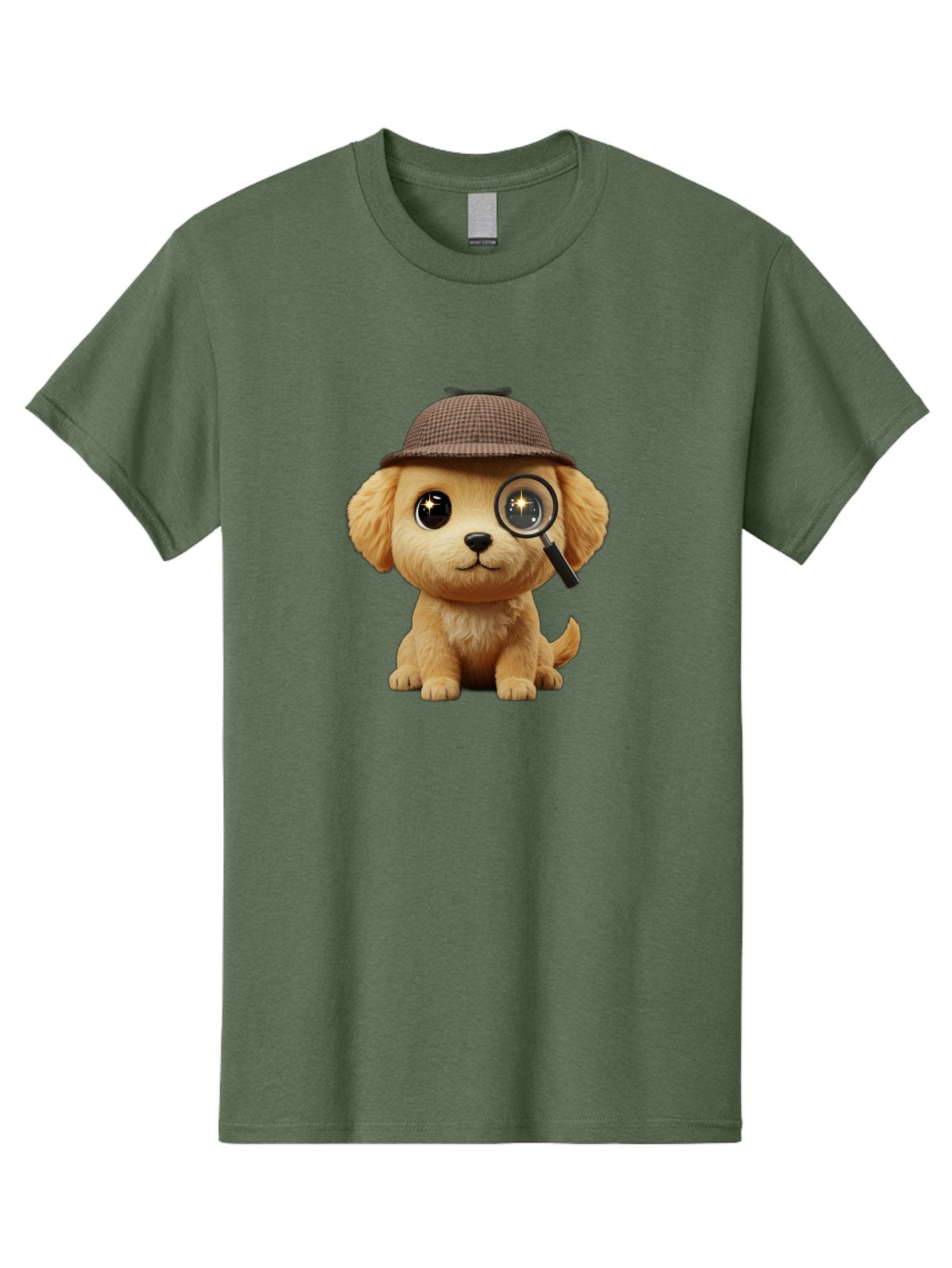 Puppy-Detective Men'S Graphic Tee, 100% Cotton, Comfortable Casual Summer Wear, Machine Washable, Puppy Wearing A Deerstalker Cap, Magnifying Glass, Detective Theme, Cute Puppy, Investigation, Mystery Solving, Dog Character, Cartoon Style Bac346 15