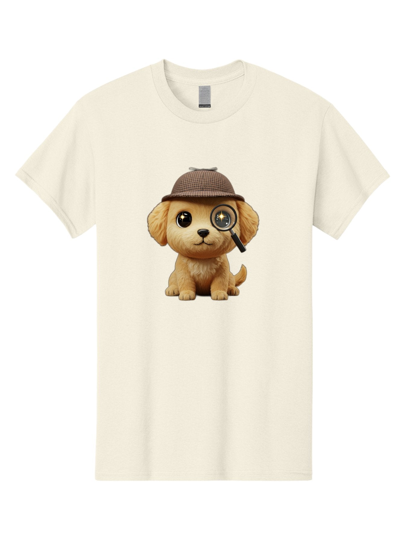 Puppy-Detective Men'S Graphic Tee, 100% Cotton, Comfortable Casual Summer Wear, Machine Washable, Puppy Wearing A Deerstalker Cap, Magnifying Glass, Detective Theme, Cute Puppy, Investigation, Mystery Solving, Dog Character, Cartoon Style Bac346 7