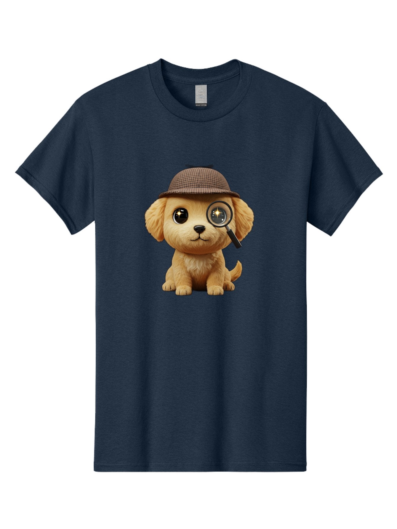 Puppy-Detective Men'S Graphic Tee, 100% Cotton, Comfortable Casual Summer Wear, Machine Washable, Puppy Wearing A Deerstalker Cap, Magnifying Glass, Detective Theme, Cute Puppy, Investigation, Mystery Solving, Dog Character, Cartoon Style Bac346 12