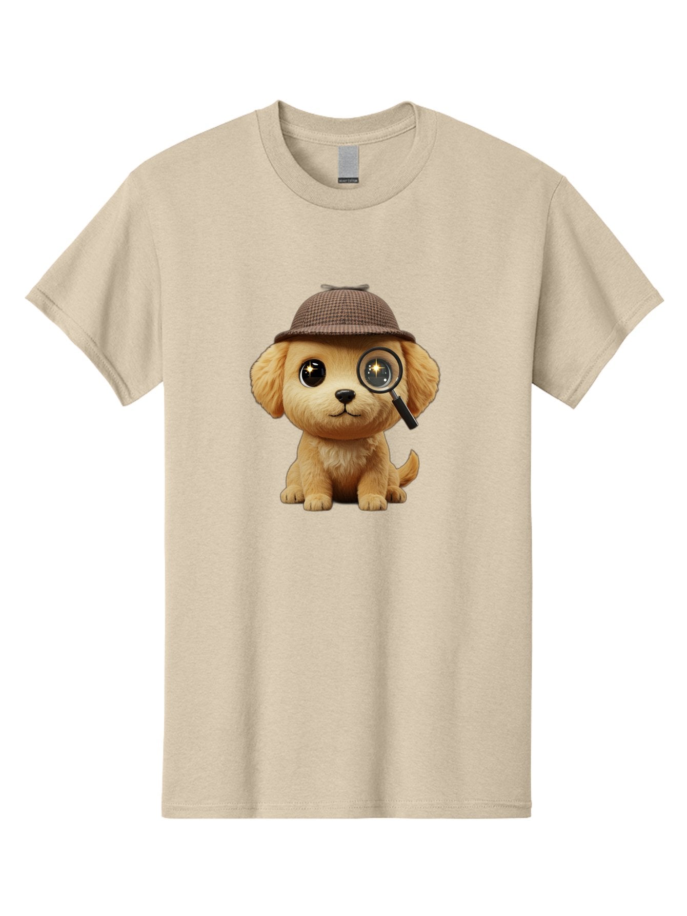 Puppy-Detective Men'S Graphic Tee, 100% Cotton, Comfortable Casual Summer Wear, Machine Washable, Puppy Wearing A Deerstalker Cap, Magnifying Glass, Detective Theme, Cute Puppy, Investigation, Mystery Solving, Dog Character, Cartoon Style Bac346 6