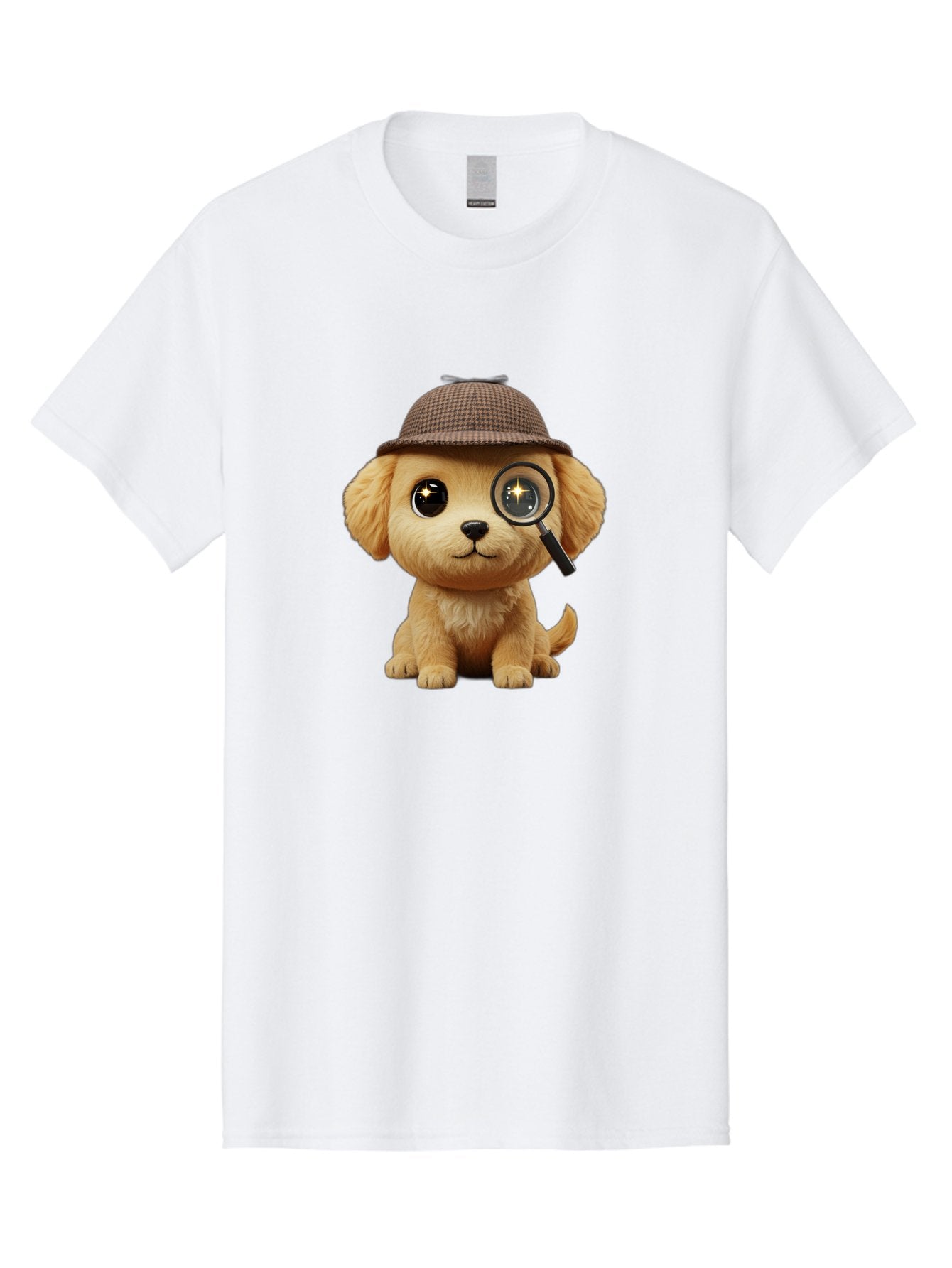 Puppy-Detective Men'S Graphic Tee, 100% Cotton, Comfortable Casual Summer Wear, Machine Washable, Puppy Wearing A Deerstalker Cap, Magnifying Glass, Detective Theme, Cute Puppy, Investigation, Mystery Solving, Dog Character, Cartoon Style Bac346 14