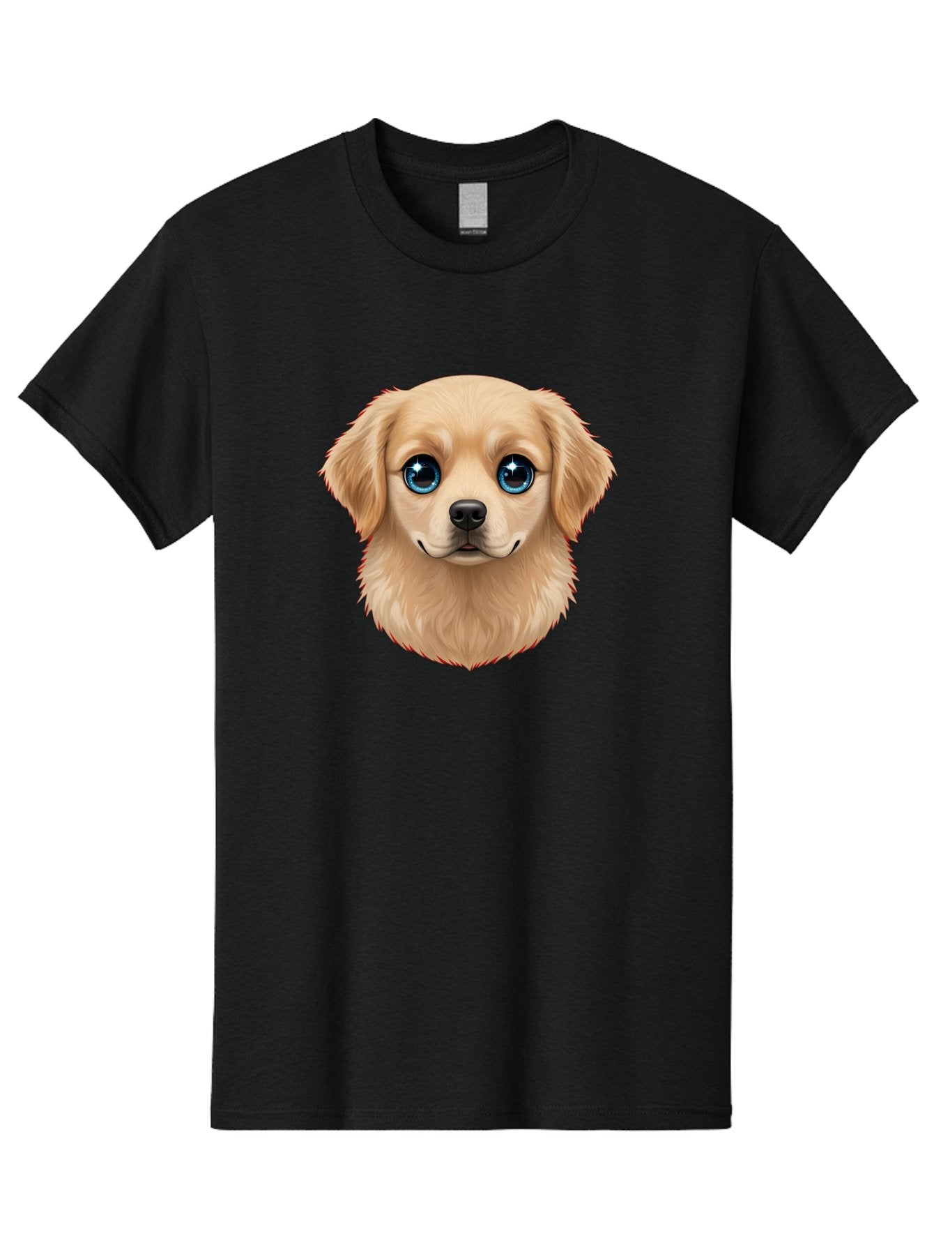 Puppy-Head Men'S Graphic Tee, 100% Cotton, Comfortable Casual Summer Wear, Machine Washable, Adorable Puppy, Cute Dog Face, Big Blue Eyes, Fluffy Fur, Sweet Expression, Cartoon Dog, Digital Art, Puppy Love, Furry Friend Bac347 15