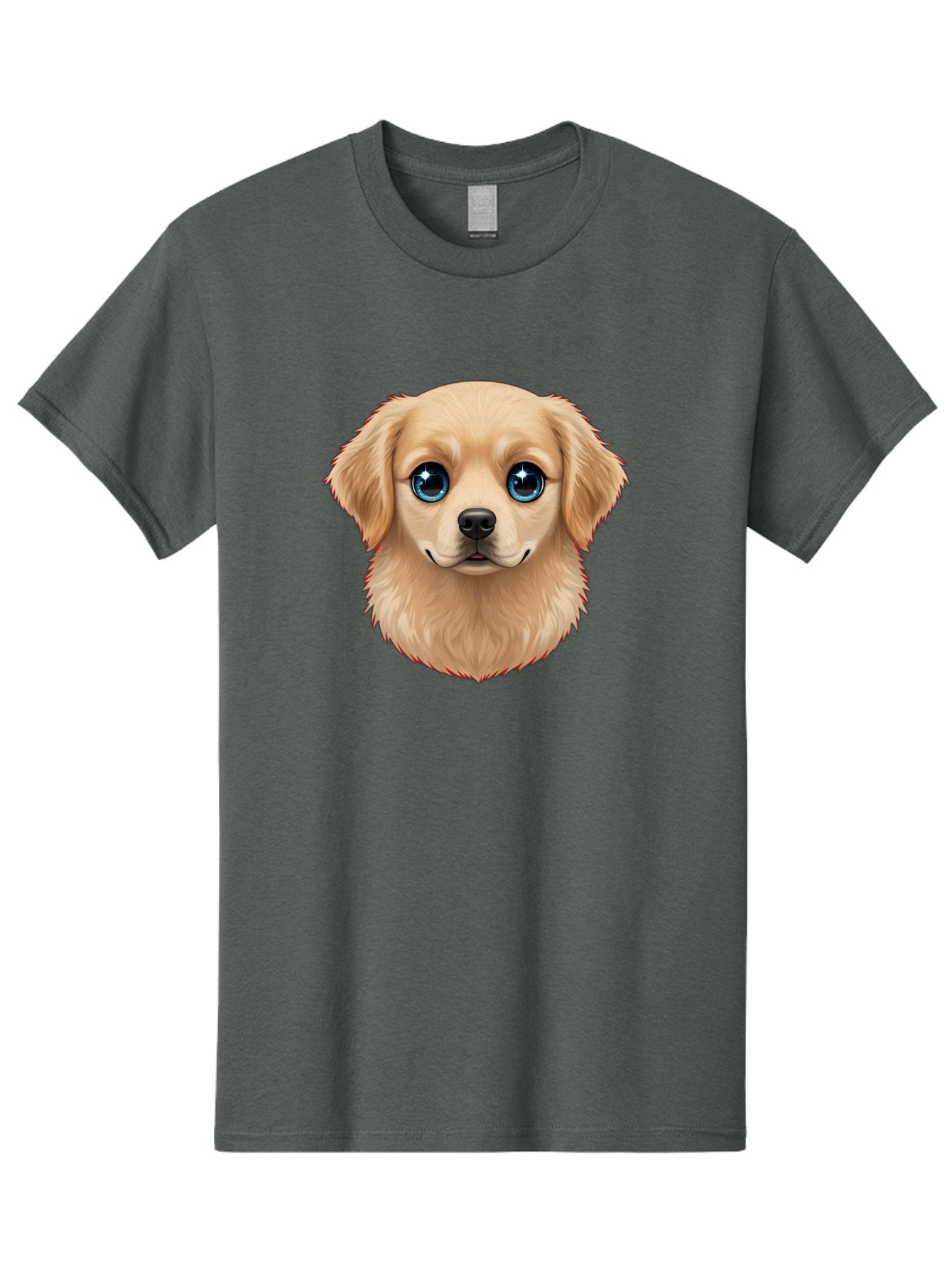 Puppy-Head Men'S Graphic Tee, 100% Cotton, Comfortable Casual Summer Wear, Machine Washable, Adorable Puppy, Cute Dog Face, Big Blue Eyes, Fluffy Fur, Sweet Expression, Cartoon Dog, Digital Art, Puppy Love, Furry Friend Bac347 7