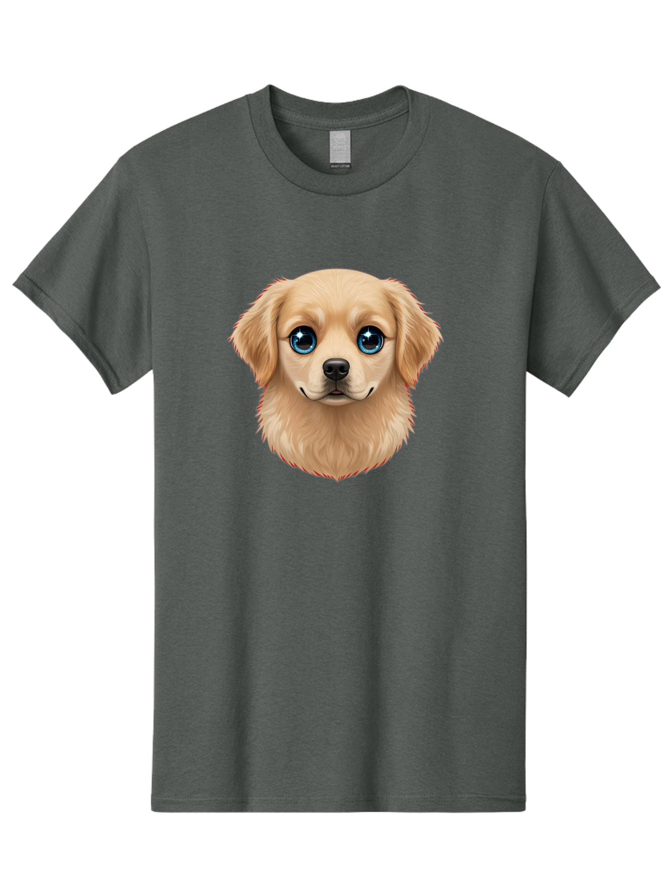 Puppy-Head Men'S Graphic Tee, 100% Cotton, Comfortable Casual Summer Wear, Machine Washable, Adorable Puppy, Cute Dog Face, Big Blue Eyes, Fluffy Fur, Sweet Expression, Cartoon Dog, Digital Art, Puppy Love, Furry Friend Bac347 13