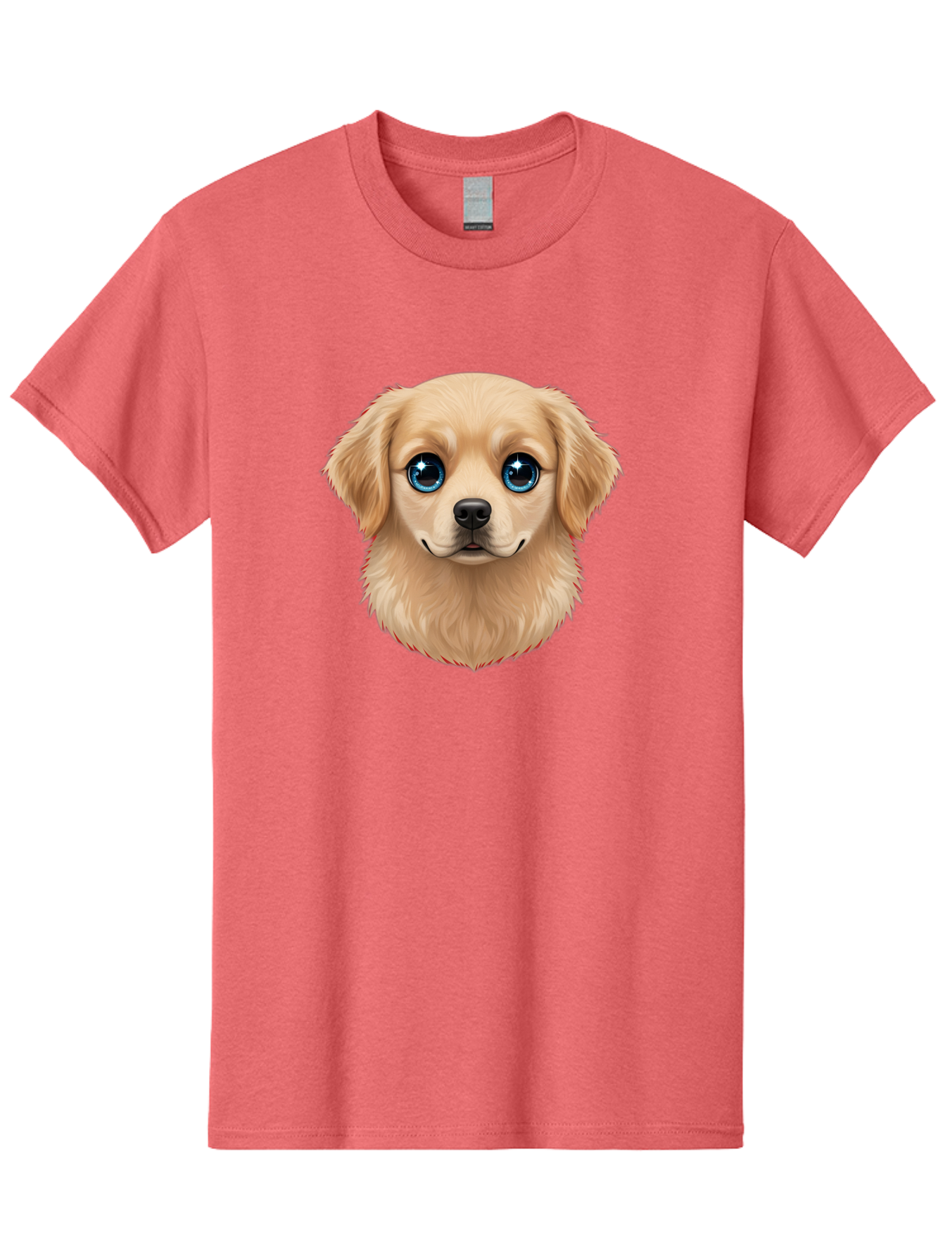 Puppy-Head Men'S Graphic Tee, 100% Cotton, Comfortable Casual Summer Wear, Machine Washable, Adorable Puppy, Cute Dog Face, Big Blue Eyes, Fluffy Fur, Sweet Expression, Cartoon Dog, Digital Art, Puppy Love, Furry Friend Bac347 14