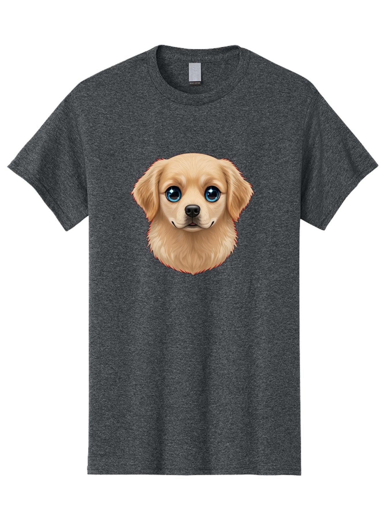 Puppy-Head Men'S Graphic Tee, 100% Cotton, Comfortable Casual Summer Wear, Machine Washable, Adorable Puppy, Cute Dog Face, Big Blue Eyes, Fluffy Fur, Sweet Expression, Cartoon Dog, Digital Art, Puppy Love, Furry Friend Bac347 13