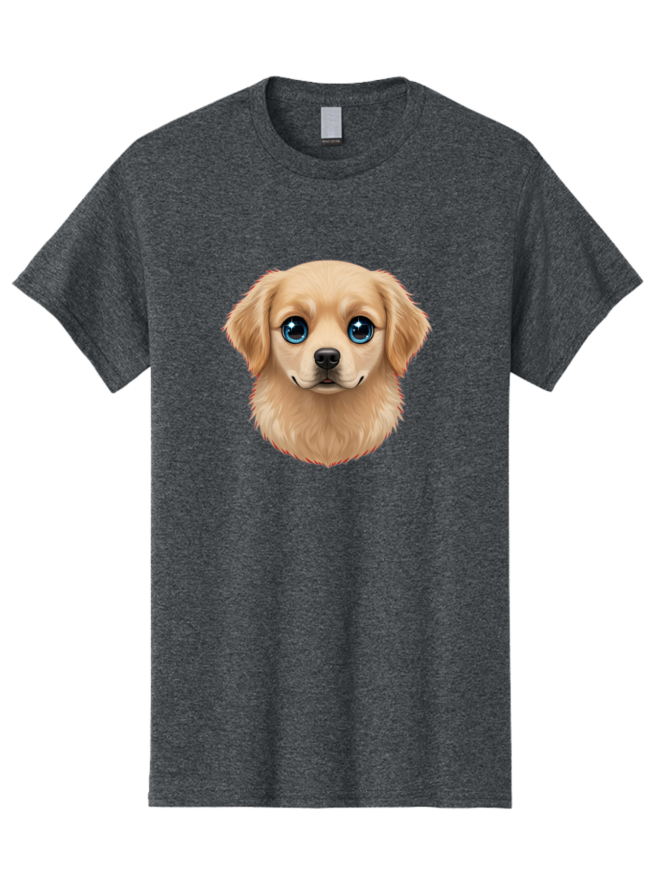 Puppy-Head Men'S Graphic Tee, 100% Cotton, Comfortable Casual Summer Wear, Machine Washable, Adorable Puppy, Cute Dog Face, Big Blue Eyes, Fluffy Fur, Sweet Expression, Cartoon Dog, Digital Art, Puppy Love, Furry Friend Bac347 15