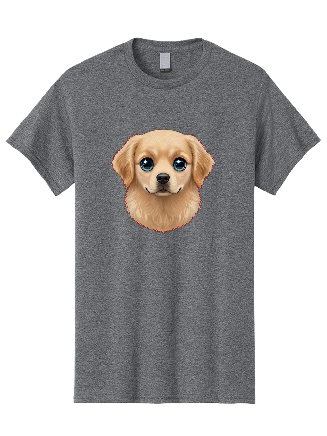 Puppy-Head Men'S Graphic Tee, 100% Cotton, Comfortable Casual Summer Wear, Machine Washable, Adorable Puppy, Cute Dog Face, Big Blue Eyes, Fluffy Fur, Sweet Expression, Cartoon Dog, Digital Art, Puppy Love, Furry Friend Bac347 8