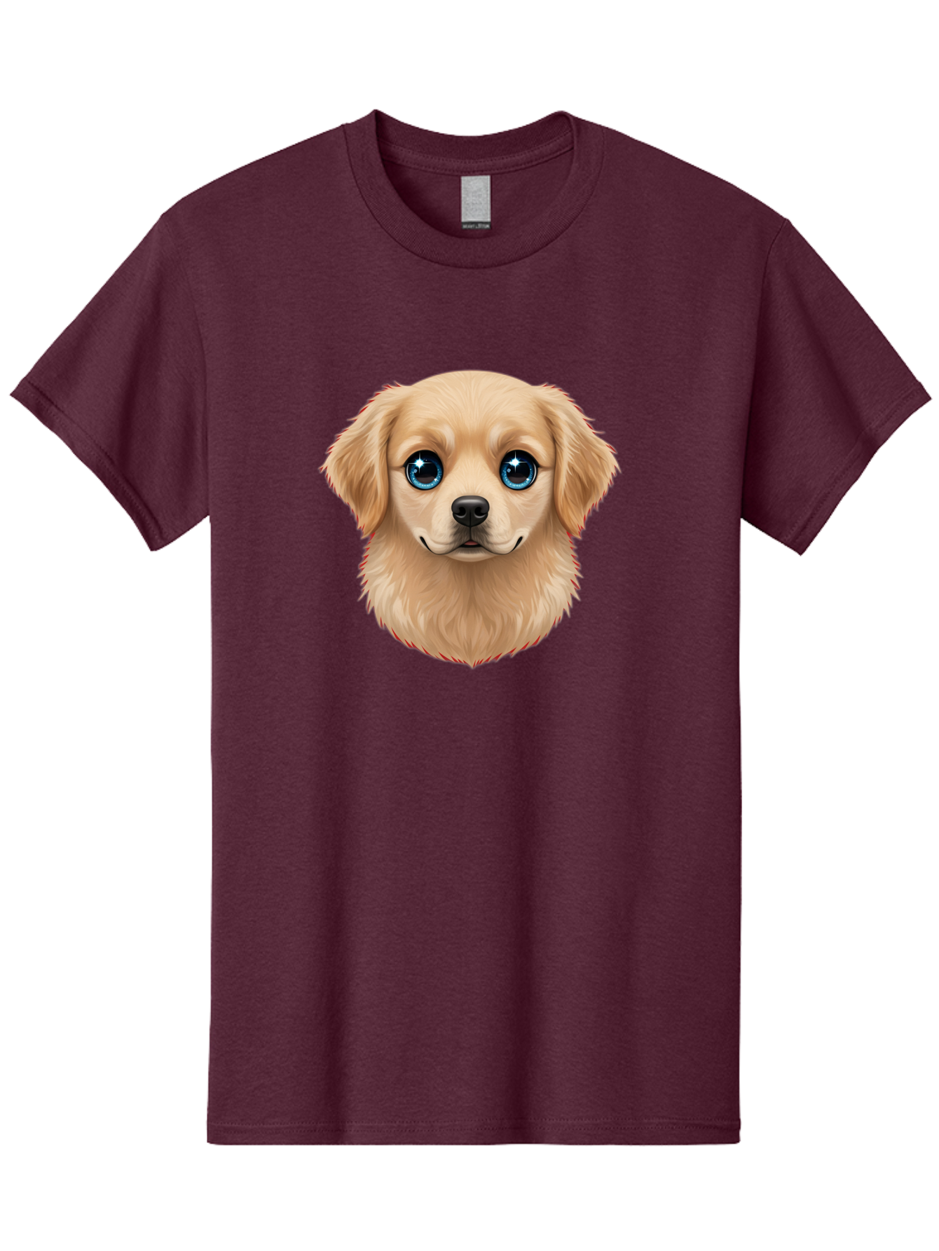 Puppy-Head Men'S Graphic Tee, 100% Cotton, Comfortable Casual Summer Wear, Machine Washable, Adorable Puppy, Cute Dog Face, Big Blue Eyes, Fluffy Fur, Sweet Expression, Cartoon Dog, Digital Art, Puppy Love, Furry Friend Bac347 9