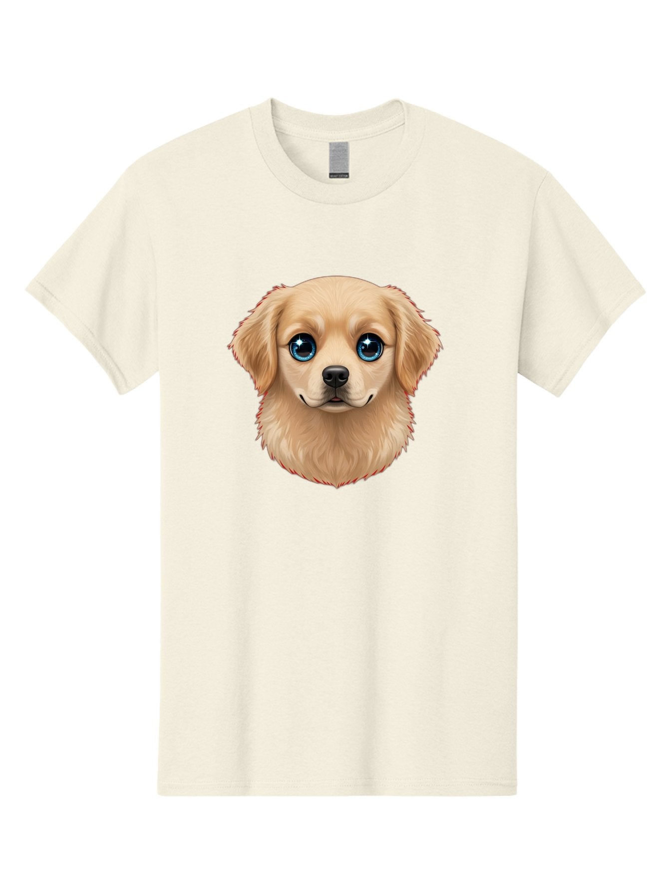 Puppy-Head Men'S Graphic Tee, 100% Cotton, Comfortable Casual Summer Wear, Machine Washable, Adorable Puppy, Cute Dog Face, Big Blue Eyes, Fluffy Fur, Sweet Expression, Cartoon Dog, Digital Art, Puppy Love, Furry Friend Bac347 11
