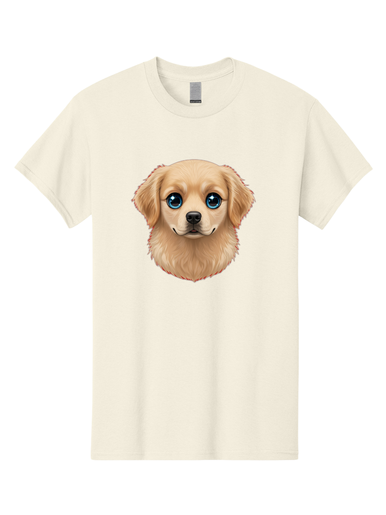 Puppy-Head Men'S Graphic Tee, 100% Cotton, Comfortable Casual Summer Wear, Machine Washable, Adorable Puppy, Cute Dog Face, Big Blue Eyes, Fluffy Fur, Sweet Expression, Cartoon Dog, Digital Art, Puppy Love, Furry Friend Bac347 4