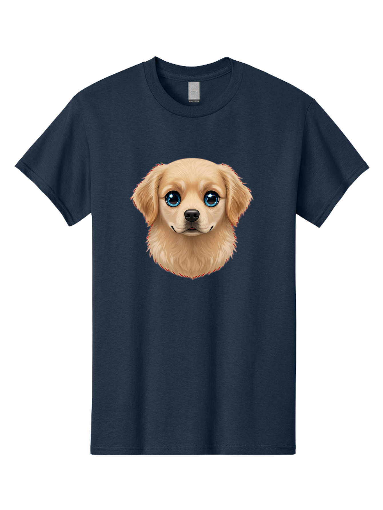 Puppy-Head Men'S Graphic Tee, 100% Cotton, Comfortable Casual Summer Wear, Machine Washable, Adorable Puppy, Cute Dog Face, Big Blue Eyes, Fluffy Fur, Sweet Expression, Cartoon Dog, Digital Art, Puppy Love, Furry Friend Bac347 12