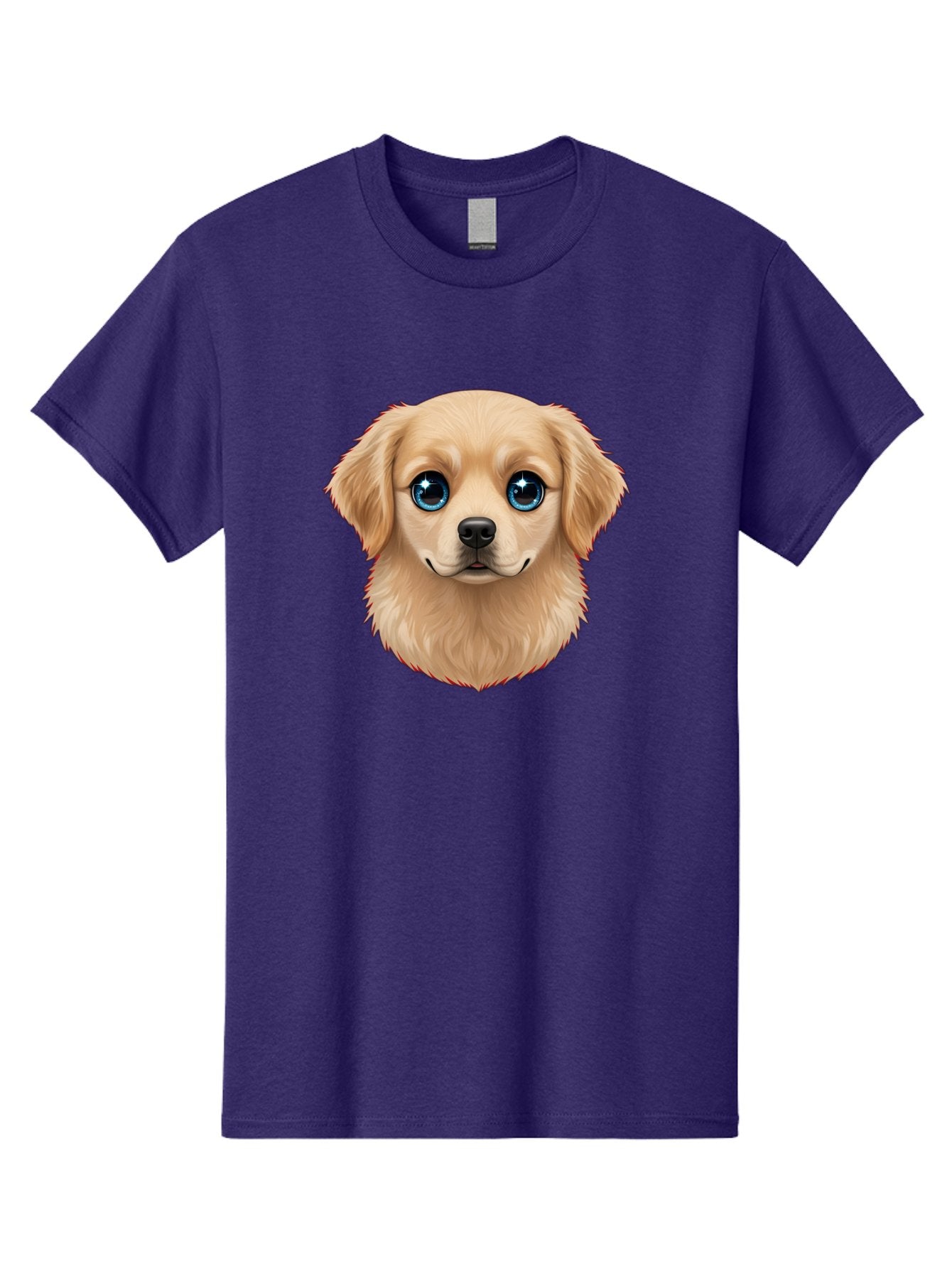 Puppy-Head Men'S Graphic Tee, 100% Cotton, Comfortable Casual Summer Wear, Machine Washable, Adorable Puppy, Cute Dog Face, Big Blue Eyes, Fluffy Fur, Sweet Expression, Cartoon Dog, Digital Art, Puppy Love, Furry Friend Bac347 5
