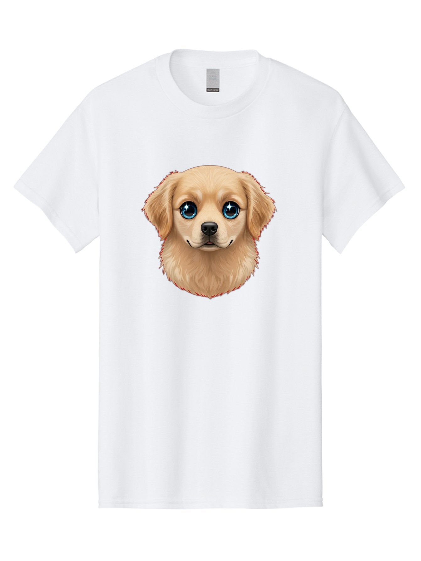 Puppy-Head Men'S Graphic Tee, 100% Cotton, Comfortable Casual Summer Wear, Machine Washable, Adorable Puppy, Cute Dog Face, Big Blue Eyes, Fluffy Fur, Sweet Expression, Cartoon Dog, Digital Art, Puppy Love, Furry Friend Bac347 9