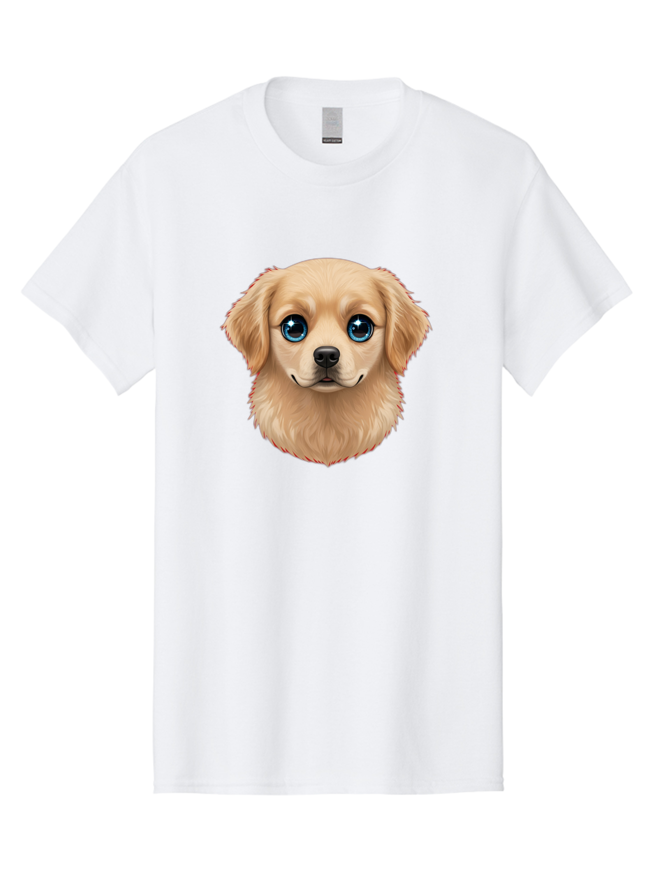 Puppy-Head Men'S Graphic Tee, 100% Cotton, Comfortable Casual Summer Wear, Machine Washable, Adorable Puppy, Cute Dog Face, Big Blue Eyes, Fluffy Fur, Sweet Expression, Cartoon Dog, Digital Art, Puppy Love, Furry Friend Bac347 5