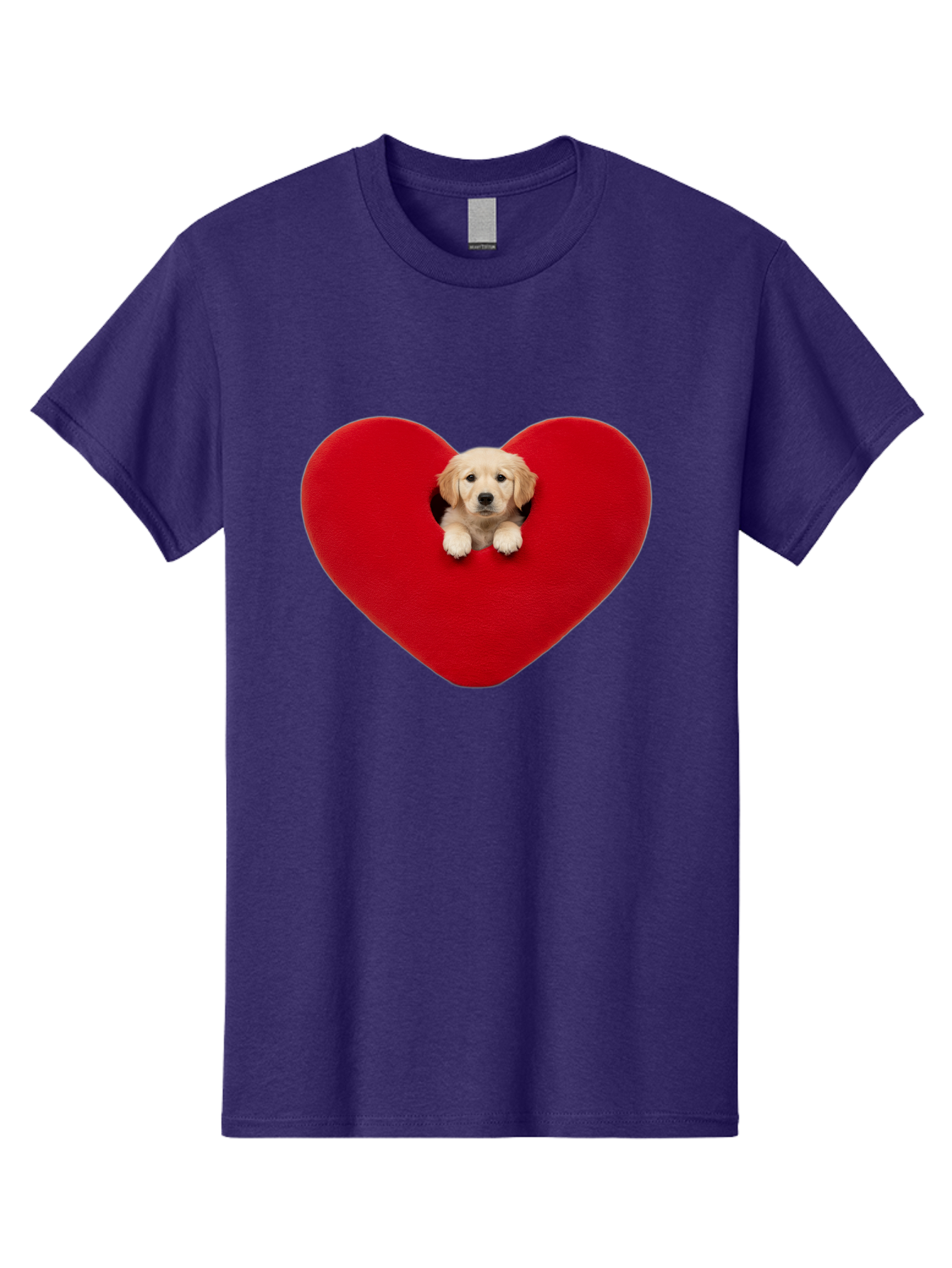 Puppy-In-Heart Men'S Graphic Tee, 100% Cotton, Comfortable Casual Summer Wear, Machine Washable, Adorable Puppy, Golden Retriever, Cute Dog, Heart Shape, Love Symbol, Heartwarming Scene, Playful Pup, Furry Friend, Heart Cutout Bac348 8