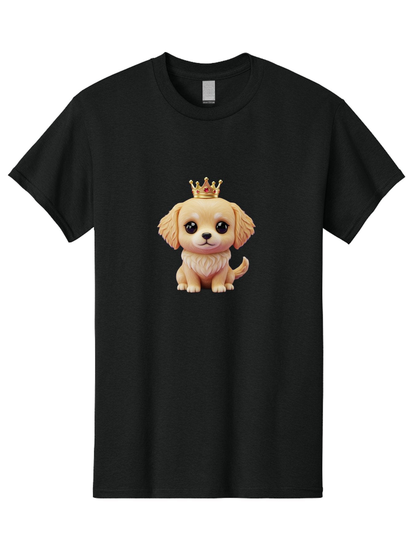 Puppy-With-Crown Men'S Graphic Tee, 100% Cotton, Comfortable Casual Summer Wear, Machine Washable, Cute Puppy, Golden Crown, Royal Treatment, Adorable Dog, Cartoon Style, Playful Expression, Fluffy Fur, Kawaii Culture, Dog Lover, Royalty, Bac352 3