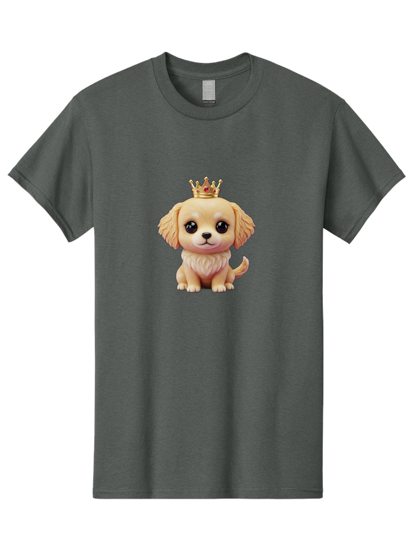 Puppy-With-Crown Men'S Graphic Tee, 100% Cotton, Comfortable Casual Summer Wear, Machine Washable, Cute Puppy, Golden Crown, Royal Treatment, Adorable Dog, Cartoon Style, Playful Expression, Fluffy Fur, Kawaii Culture, Dog Lover, Royalty, Bac352 12
