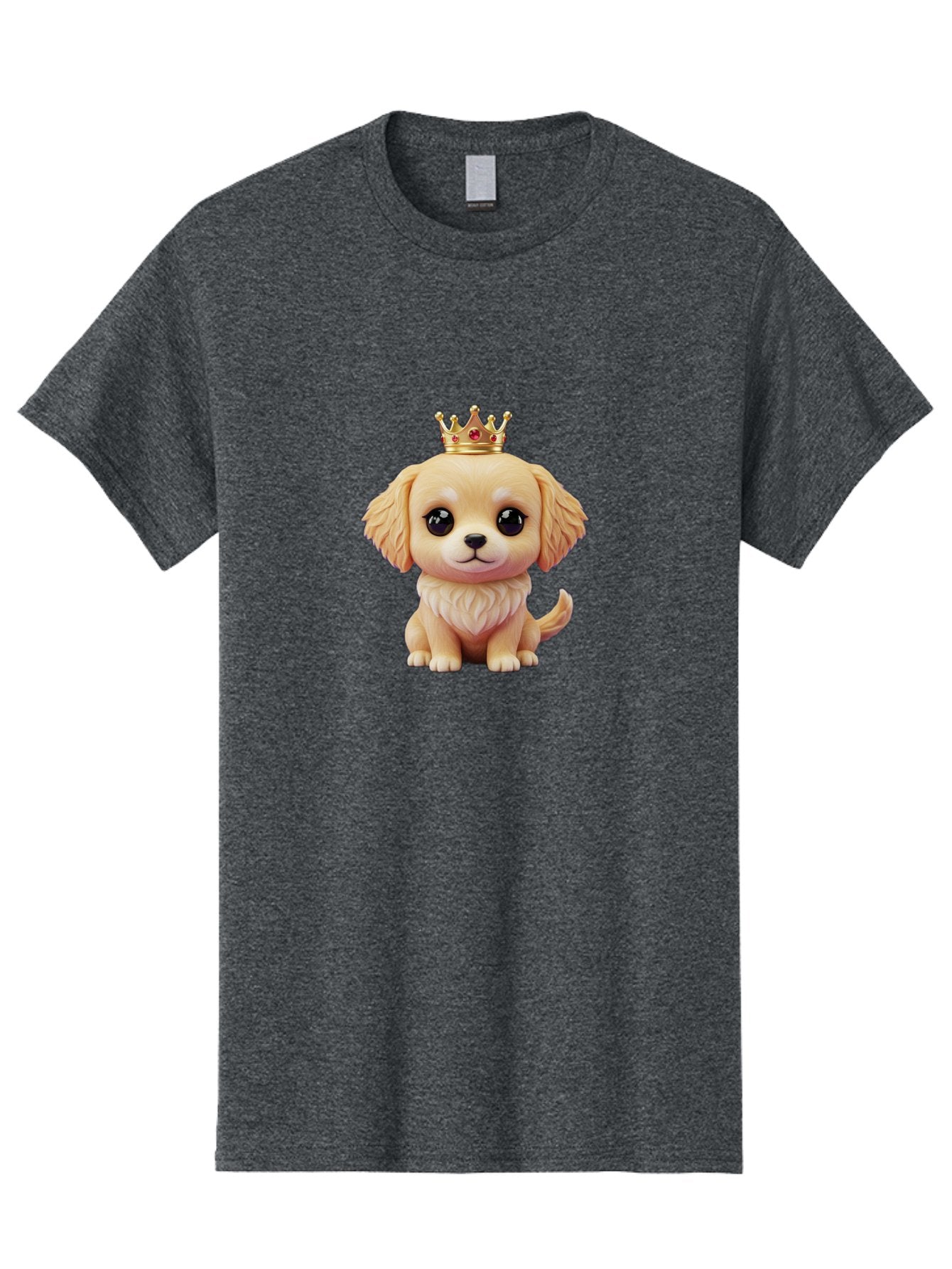 Puppy-With-Crown Men'S Graphic Tee, 100% Cotton, Comfortable Casual Summer Wear, Machine Washable, Cute Puppy, Golden Crown, Royal Treatment, Adorable Dog, Cartoon Style, Playful Expression, Fluffy Fur, Kawaii Culture, Dog Lover, Royalty, Bac352 13