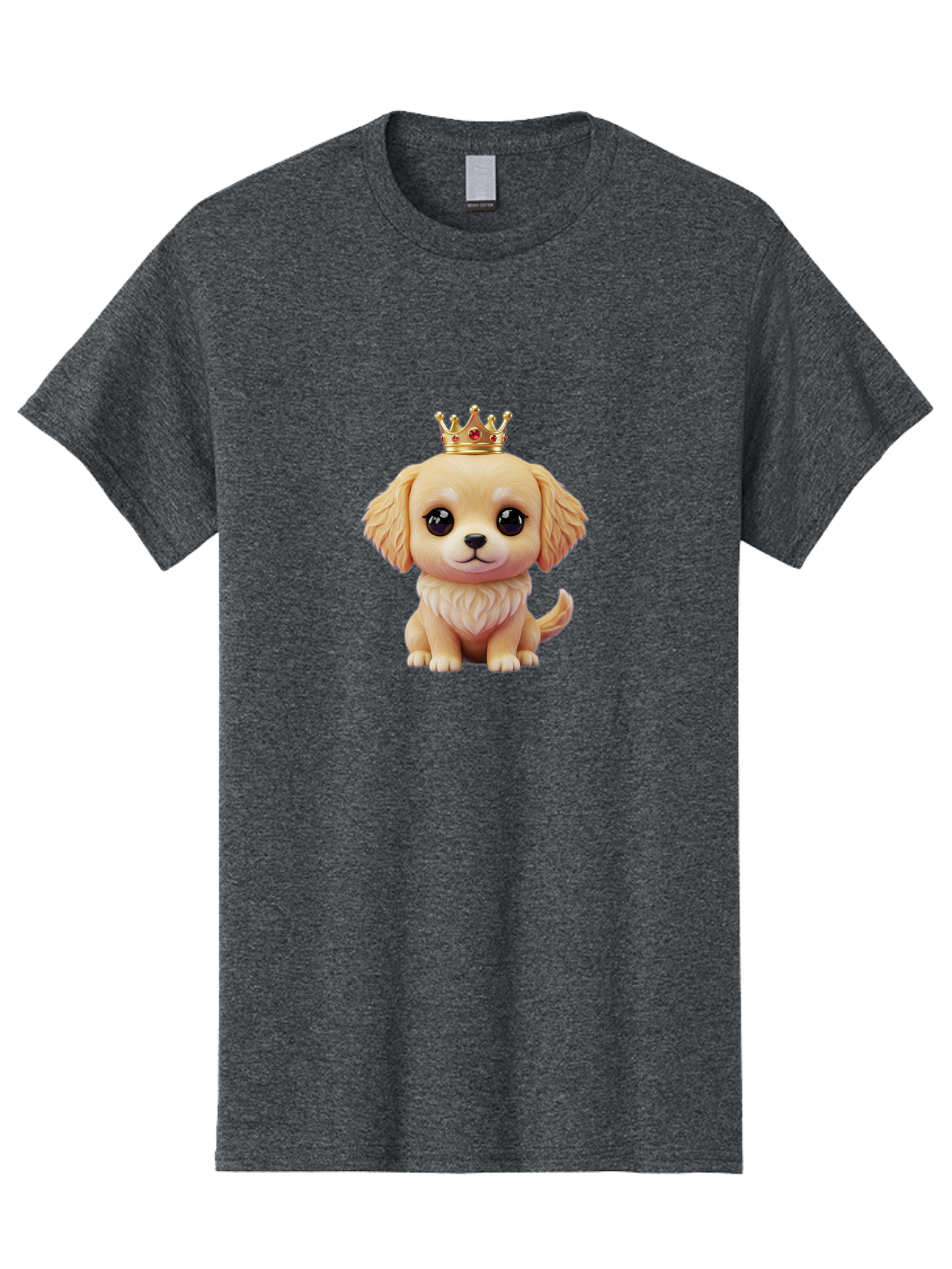 Puppy-With-Crown Men'S Graphic Tee, 100% Cotton, Comfortable Casual Summer Wear, Machine Washable, Cute Puppy, Golden Crown, Royal Treatment, Adorable Dog, Cartoon Style, Playful Expression, Fluffy Fur, Kawaii Culture, Dog Lover, Royalty, Bac352 15