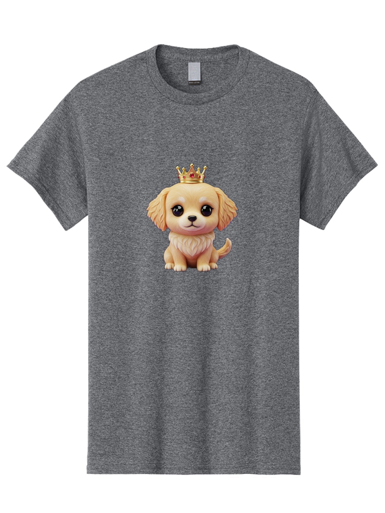 Puppy-With-Crown Men'S Graphic Tee, 100% Cotton, Comfortable Casual Summer Wear, Machine Washable, Cute Puppy, Golden Crown, Royal Treatment, Adorable Dog, Cartoon Style, Playful Expression, Fluffy Fur, Kawaii Culture, Dog Lover, Royalty, Bac352 9