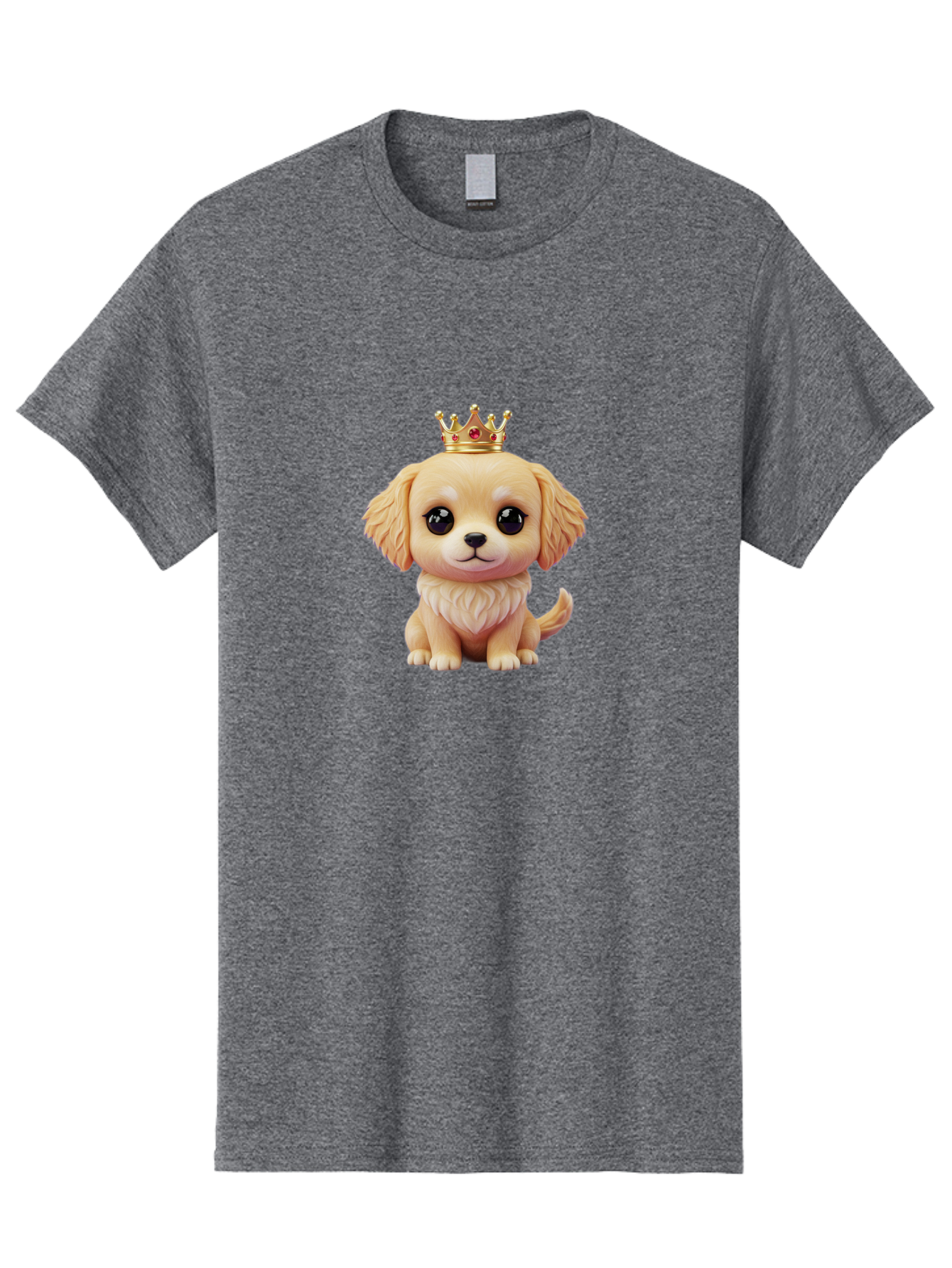 Puppy-With-Crown Men'S Graphic Tee, 100% Cotton, Comfortable Casual Summer Wear, Machine Washable, Cute Puppy, Golden Crown, Royal Treatment, Adorable Dog, Cartoon Style, Playful Expression, Fluffy Fur, Kawaii Culture, Dog Lover, Royalty, Bac352 5