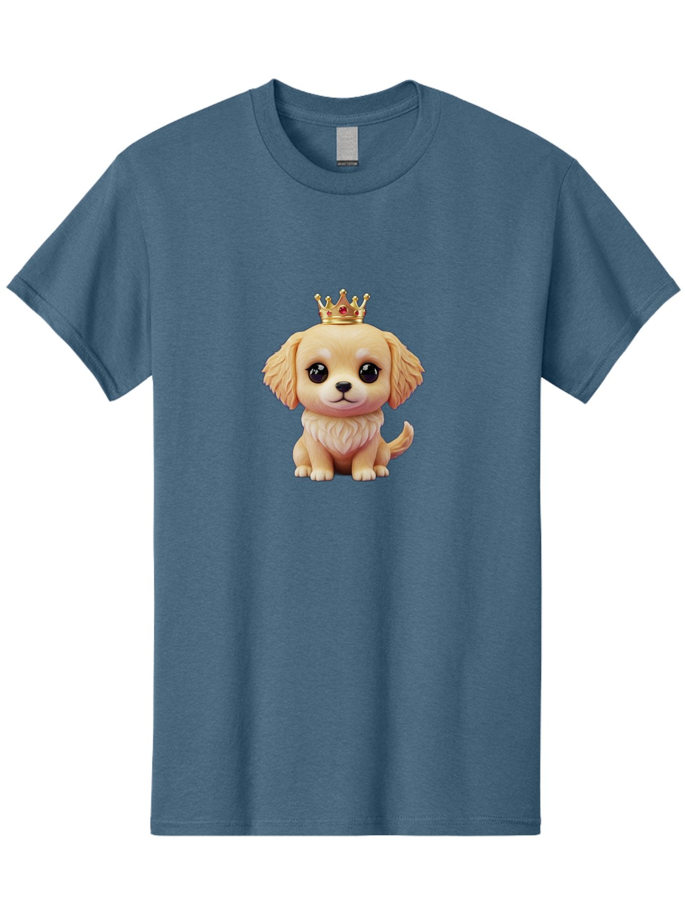Puppy-With-Crown Men'S Graphic Tee, 100% Cotton, Comfortable Casual Summer Wear, Machine Washable, Cute Puppy, Golden Crown, Royal Treatment, Adorable Dog, Cartoon Style, Playful Expression, Fluffy Fur, Kawaii Culture, Dog Lover, Royalty, Bac352 14