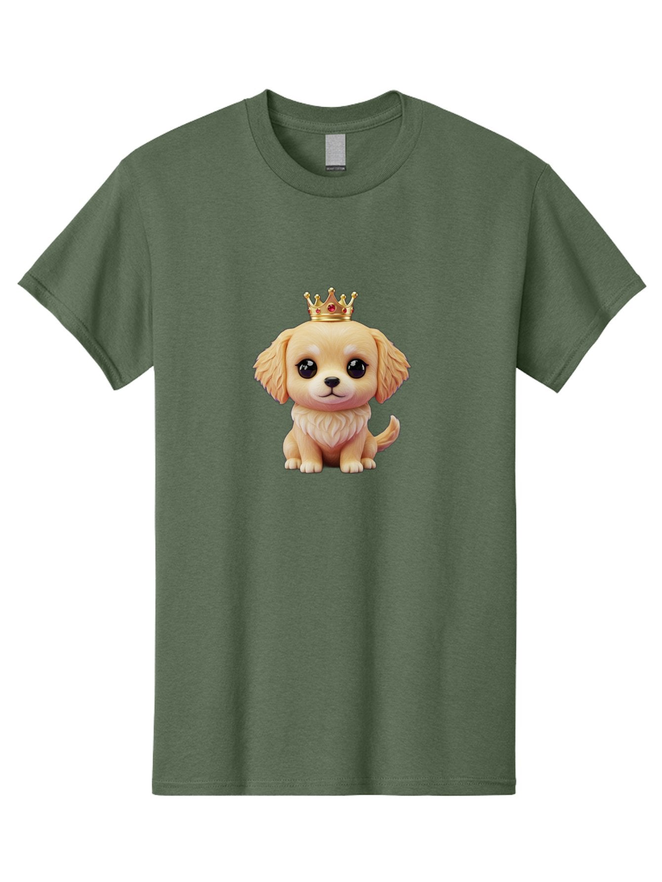 Puppy-With-Crown Men'S Graphic Tee, 100% Cotton, Comfortable Casual Summer Wear, Machine Washable, Cute Puppy, Golden Crown, Royal Treatment, Adorable Dog, Cartoon Style, Playful Expression, Fluffy Fur, Kawaii Culture, Dog Lover, Royalty, Bac352 7