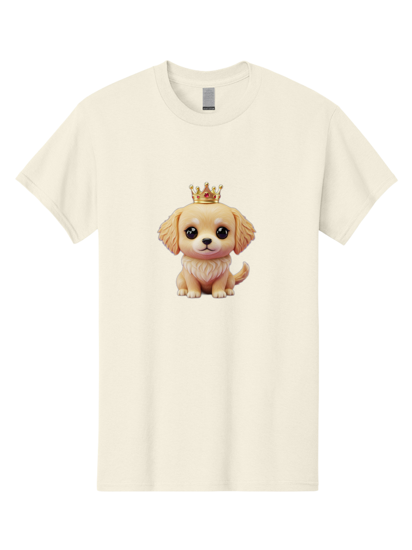 Puppy-With-Crown Men'S Graphic Tee, 100% Cotton, Comfortable Casual Summer Wear, Machine Washable, Cute Puppy, Golden Crown, Royal Treatment, Adorable Dog, Cartoon Style, Playful Expression, Fluffy Fur, Kawaii Culture, Dog Lover, Royalty, Bac352 6