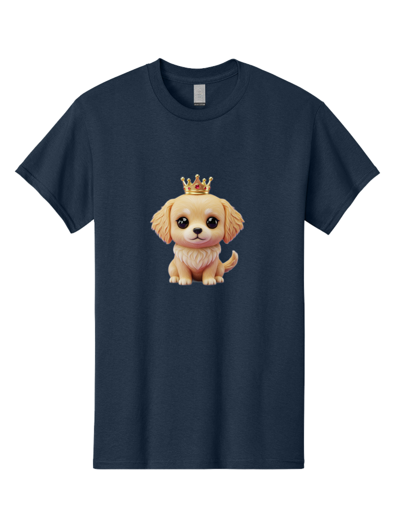 Puppy-With-Crown Men'S Graphic Tee, 100% Cotton, Comfortable Casual Summer Wear, Machine Washable, Cute Puppy, Golden Crown, Royal Treatment, Adorable Dog, Cartoon Style, Playful Expression, Fluffy Fur, Kawaii Culture, Dog Lover, Royalty, Bac352 11