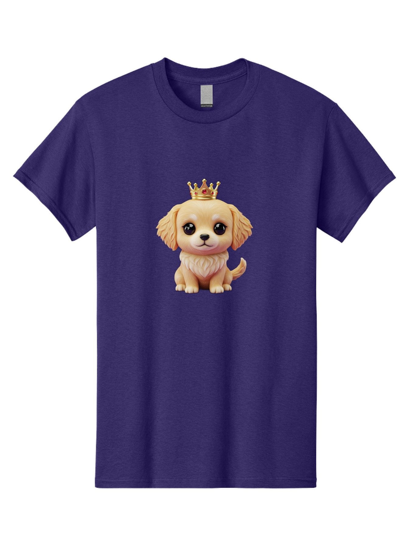 Puppy-With-Crown Men'S Graphic Tee, 100% Cotton, Comfortable Casual Summer Wear, Machine Washable, Cute Puppy, Golden Crown, Royal Treatment, Adorable Dog, Cartoon Style, Playful Expression, Fluffy Fur, Kawaii Culture, Dog Lover, Royalty, Bac352 11