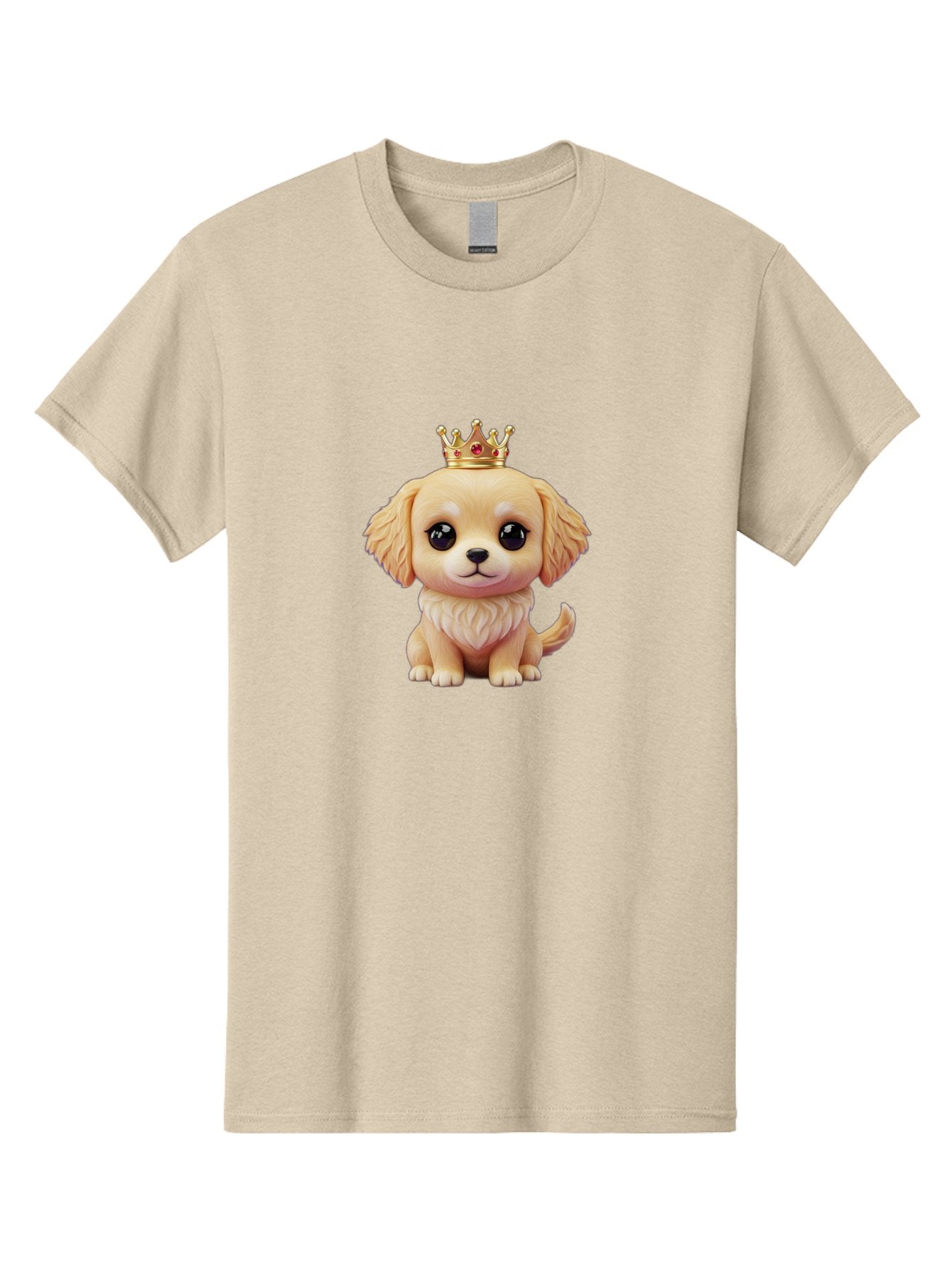 Puppy-With-Crown Men'S Graphic Tee, 100% Cotton, Comfortable Casual Summer Wear, Machine Washable, Cute Puppy, Golden Crown, Royal Treatment, Adorable Dog, Cartoon Style, Playful Expression, Fluffy Fur, Kawaii Culture, Dog Lover, Royalty, Bac352 5