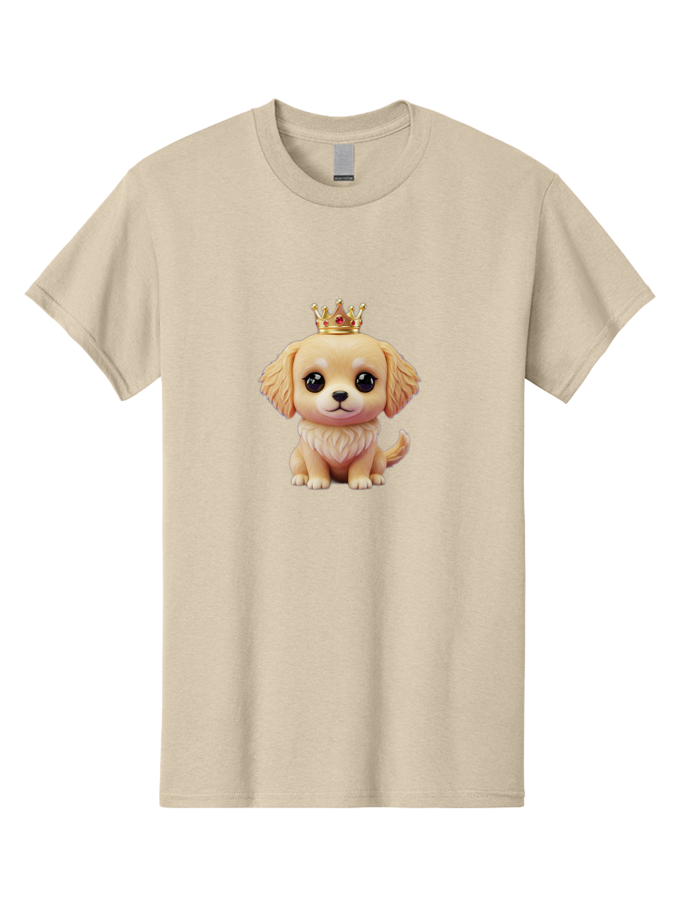 Puppy-With-Crown Men'S Graphic Tee, 100% Cotton, Comfortable Casual Summer Wear, Machine Washable, Cute Puppy, Golden Crown, Royal Treatment, Adorable Dog, Cartoon Style, Playful Expression, Fluffy Fur, Kawaii Culture, Dog Lover, Royalty, Bac352 8