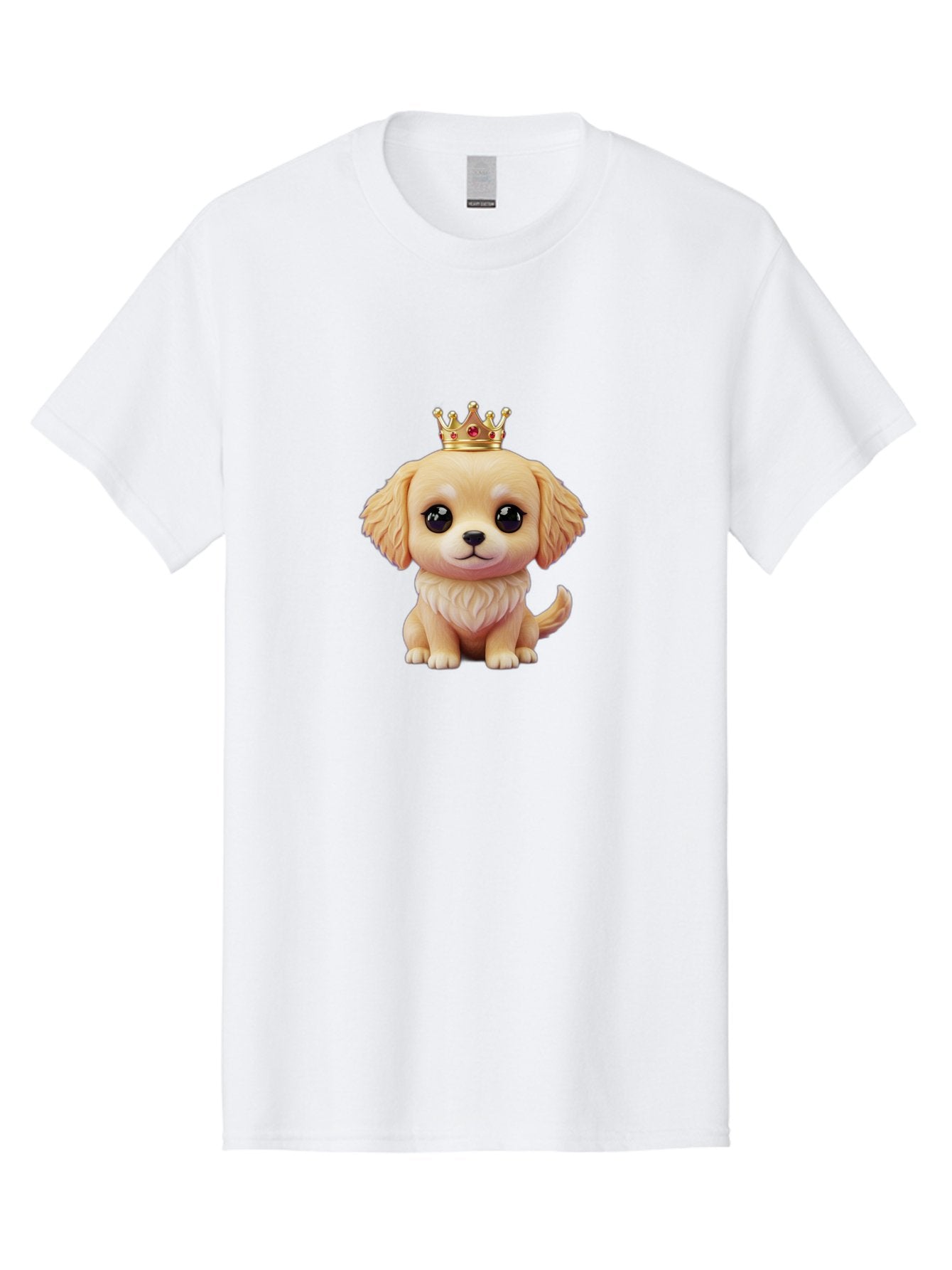 Puppy-With-Crown Men'S Graphic Tee, 100% Cotton, Comfortable Casual Summer Wear, Machine Washable, Cute Puppy, Golden Crown, Royal Treatment, Adorable Dog, Cartoon Style, Playful Expression, Fluffy Fur, Kawaii Culture, Dog Lover, Royalty, Bac352 15
