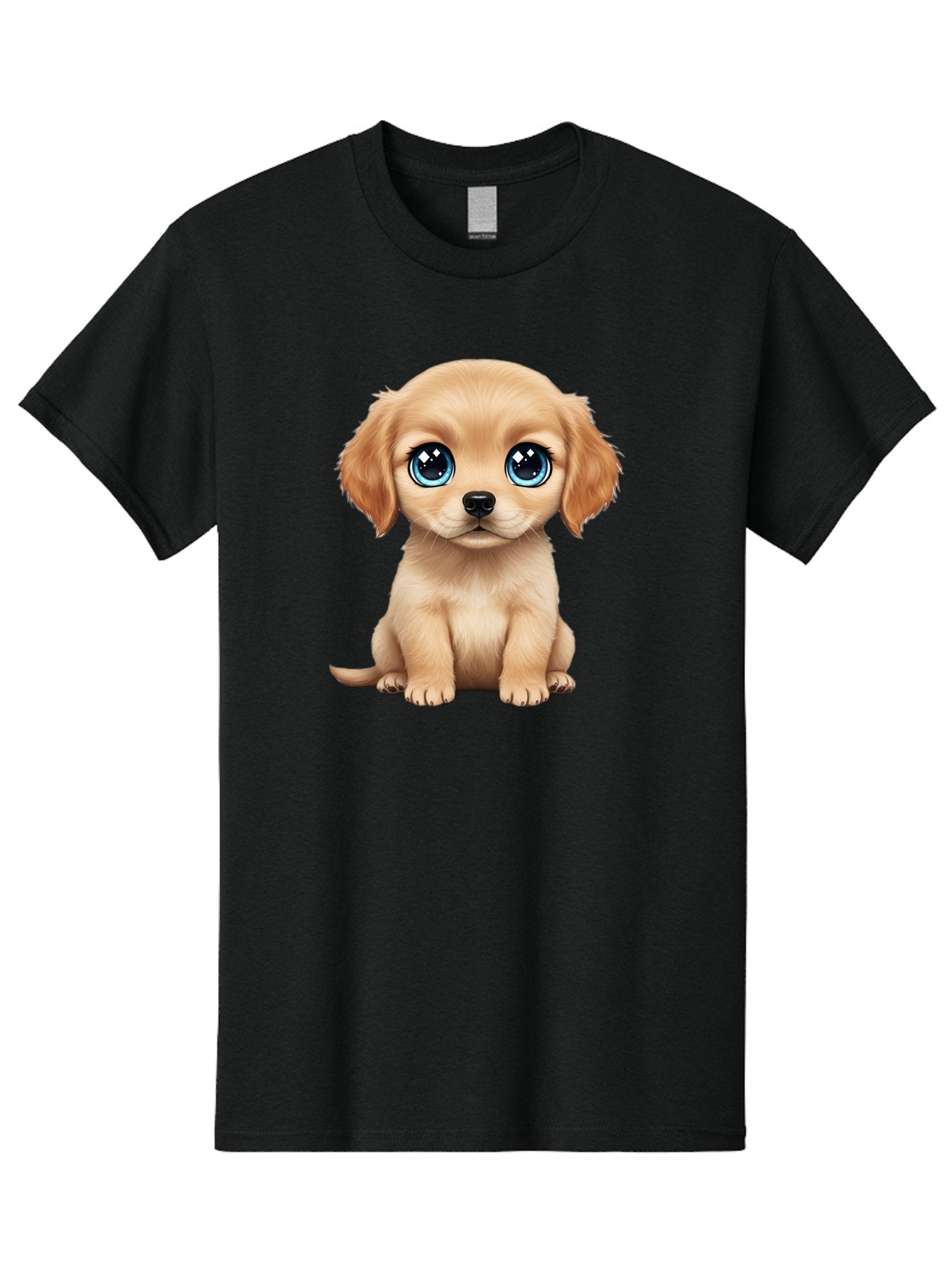 Puppy Men'S Graphic Tee, 100% Cotton, Comfortable Casual Summer Wear, Machine Washable, Adorable Puppy, Cute Dog, Blue Eyes, Fluffy Fur, Sweet Expression, Endearing Animal, Furry Friend, Digital Art, Cartoon Character, Playful, Charming Bac353 3