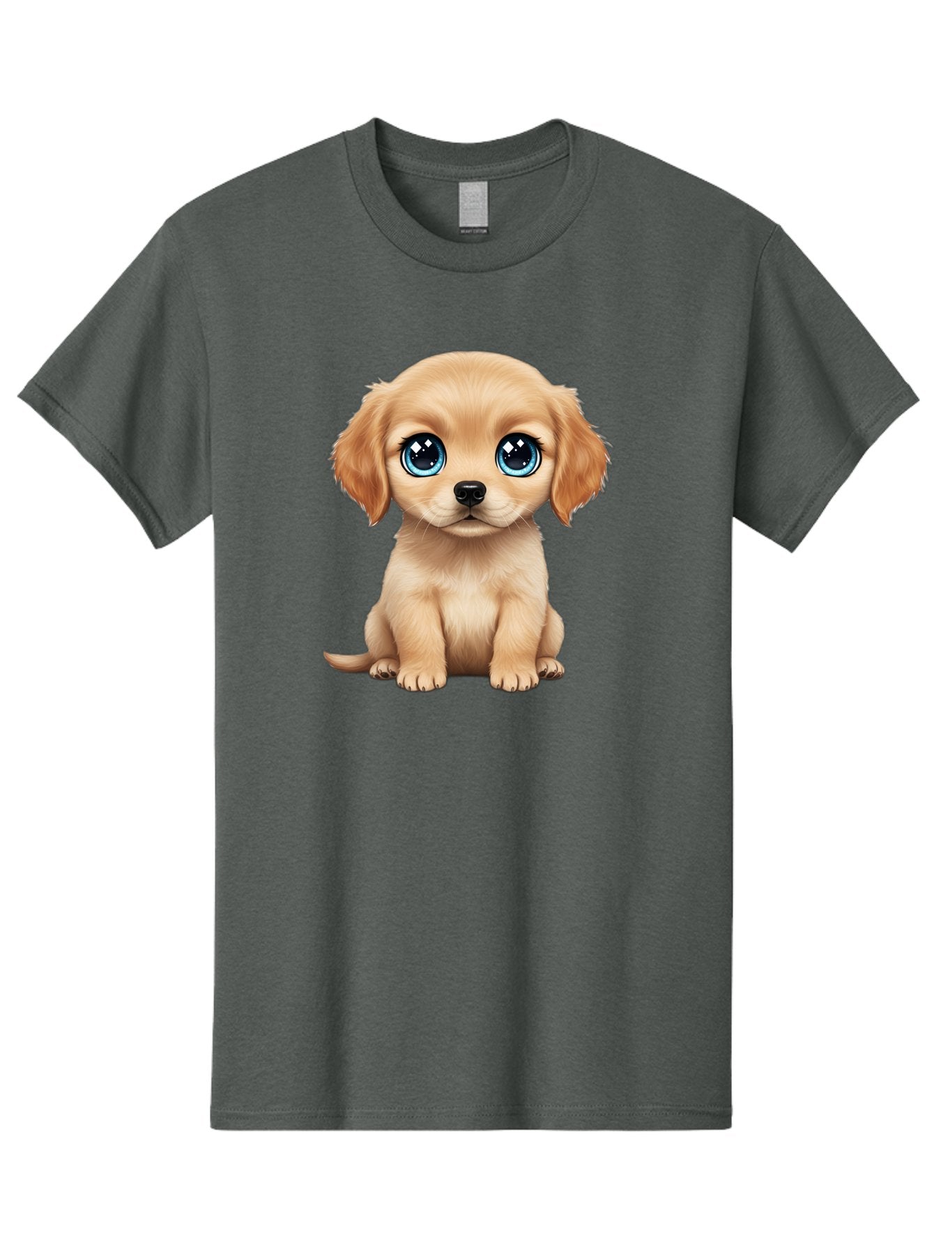 Puppy Men'S Graphic Tee, 100% Cotton, Comfortable Casual Summer Wear, Machine Washable, Adorable Puppy, Cute Dog, Blue Eyes, Fluffy Fur, Sweet Expression, Endearing Animal, Furry Friend, Digital Art, Cartoon Character, Playful, Charming Bac353 9